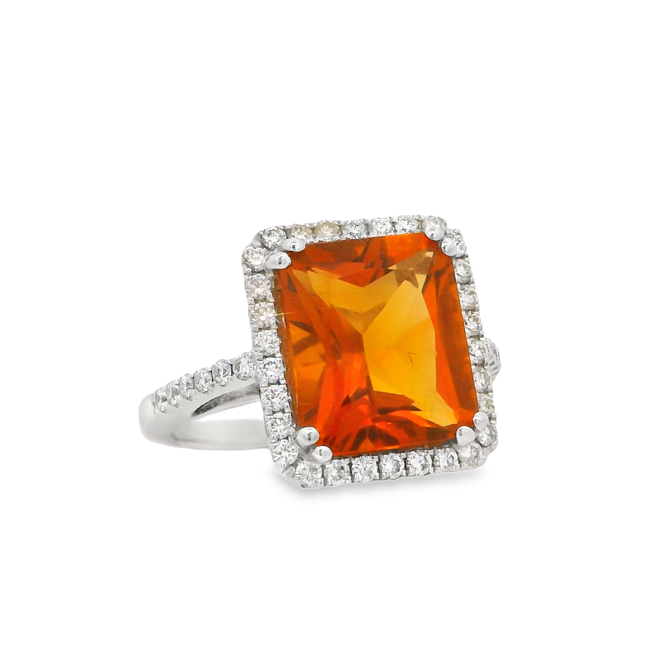 14K White Gold - Cushion Cut - Citrine Ring