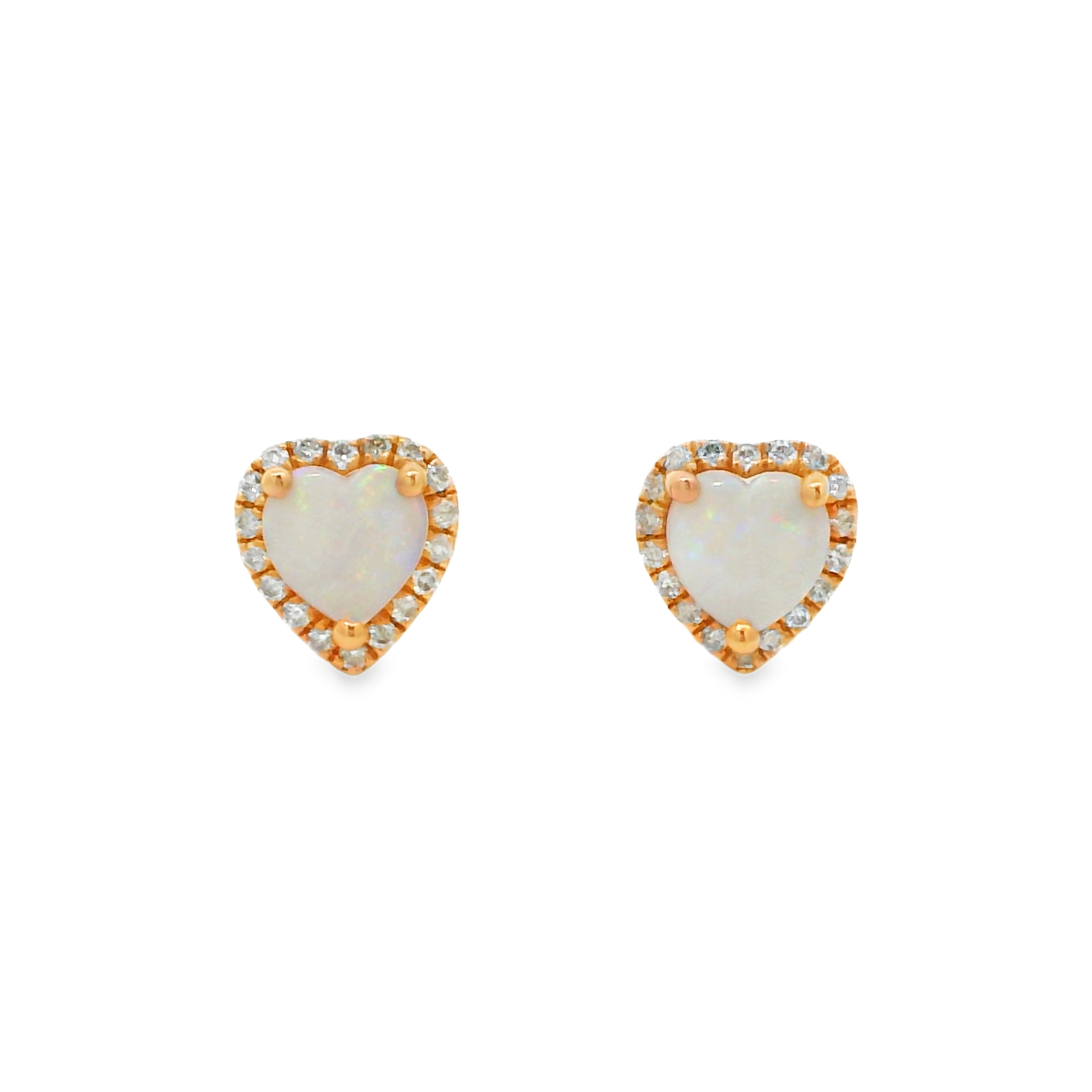 14K Rose Gold - Heart Cut - Opal Earrings