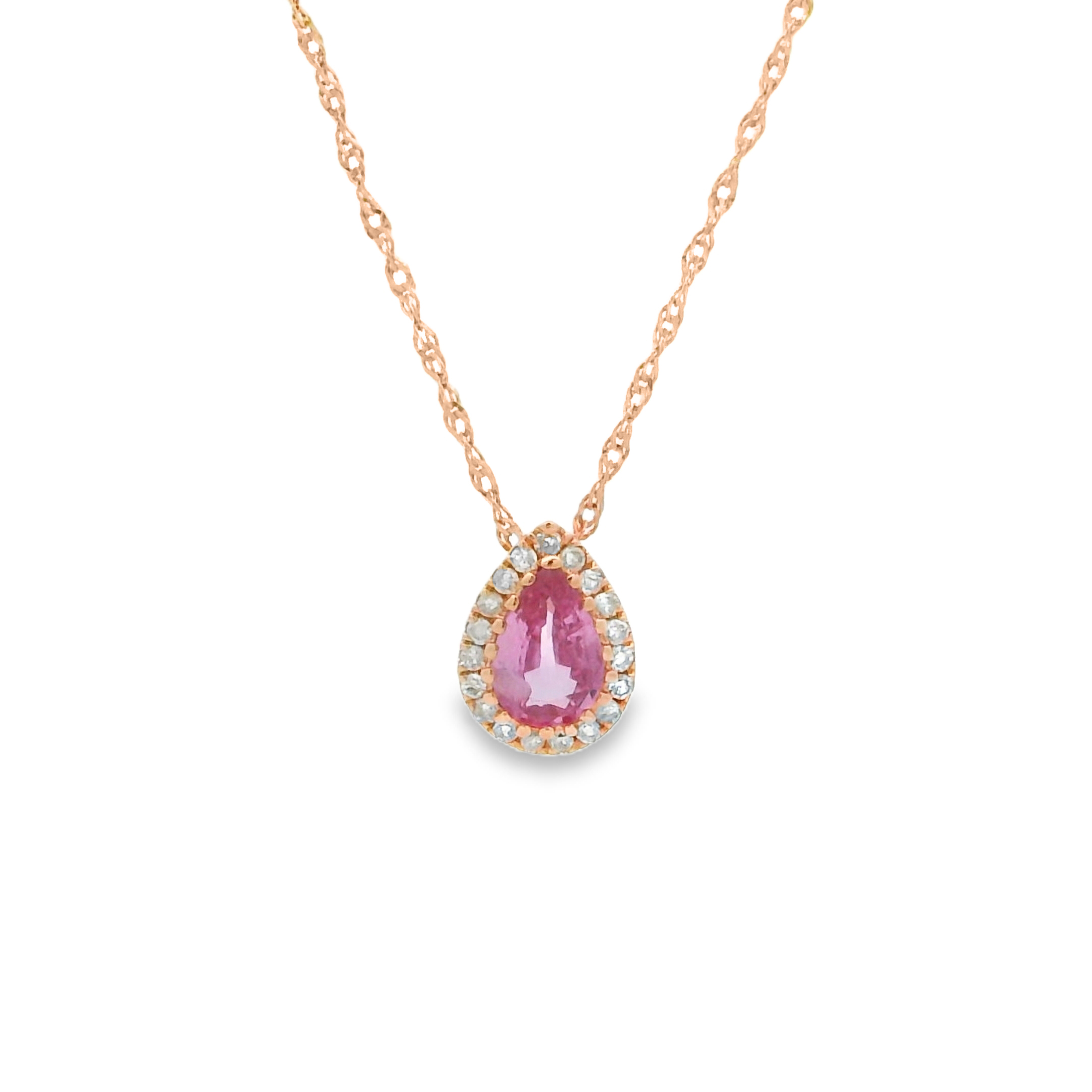 14KR - Pear Cut - Pink Sapphire Necklace