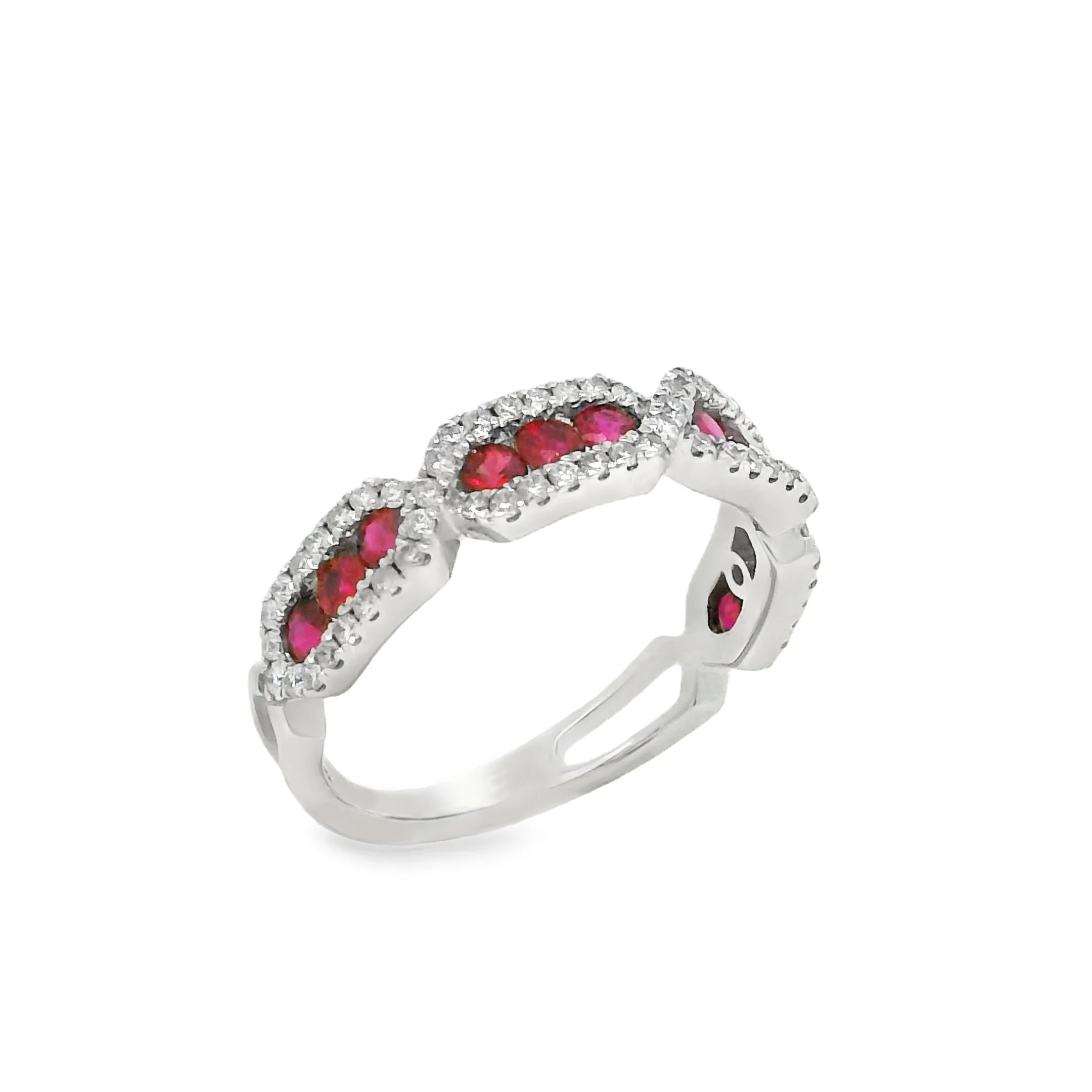 14K White Gold - Round Cut - Ruby Ring