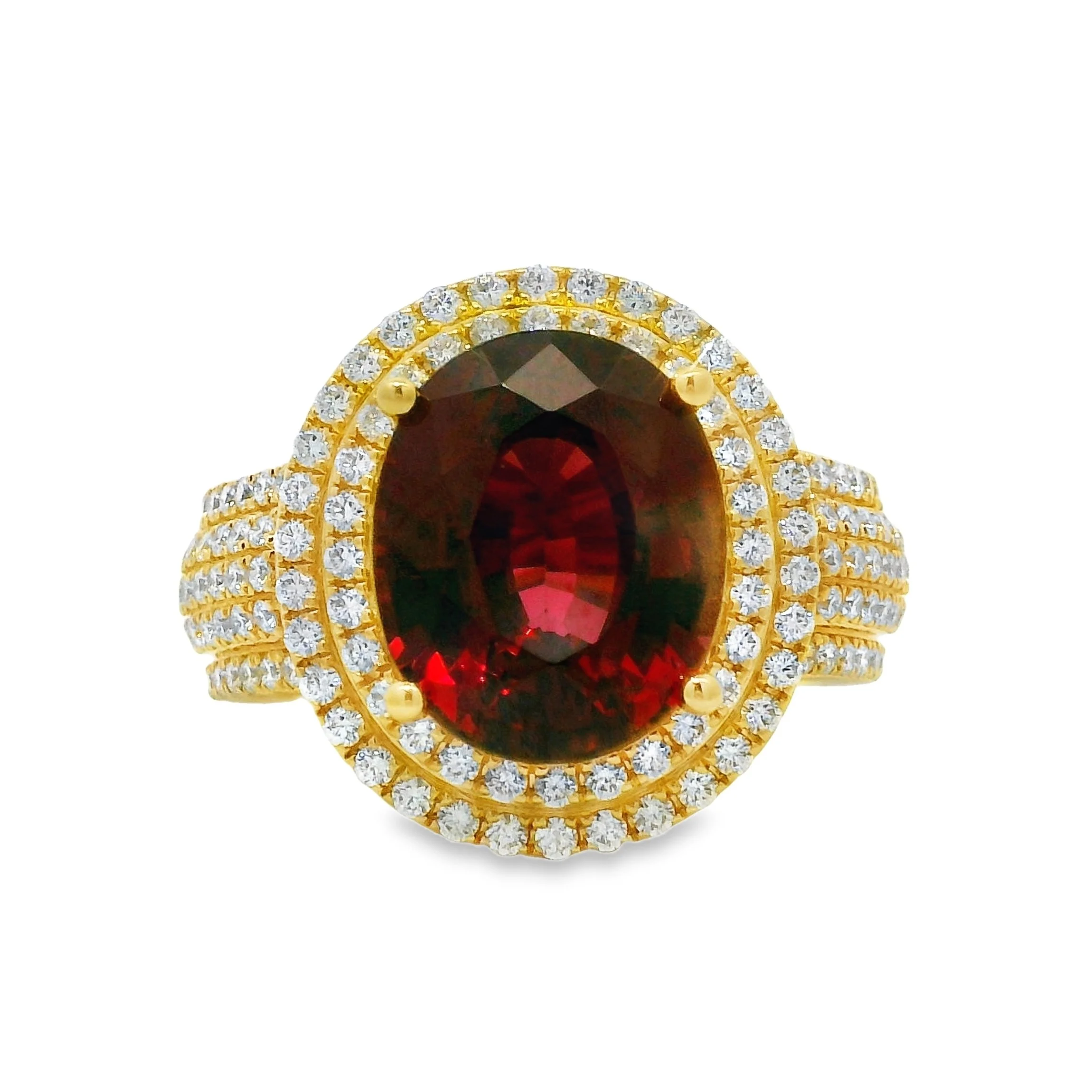 14K Yellow Gold - Oval Cut - Rhodolite Garnet Ring