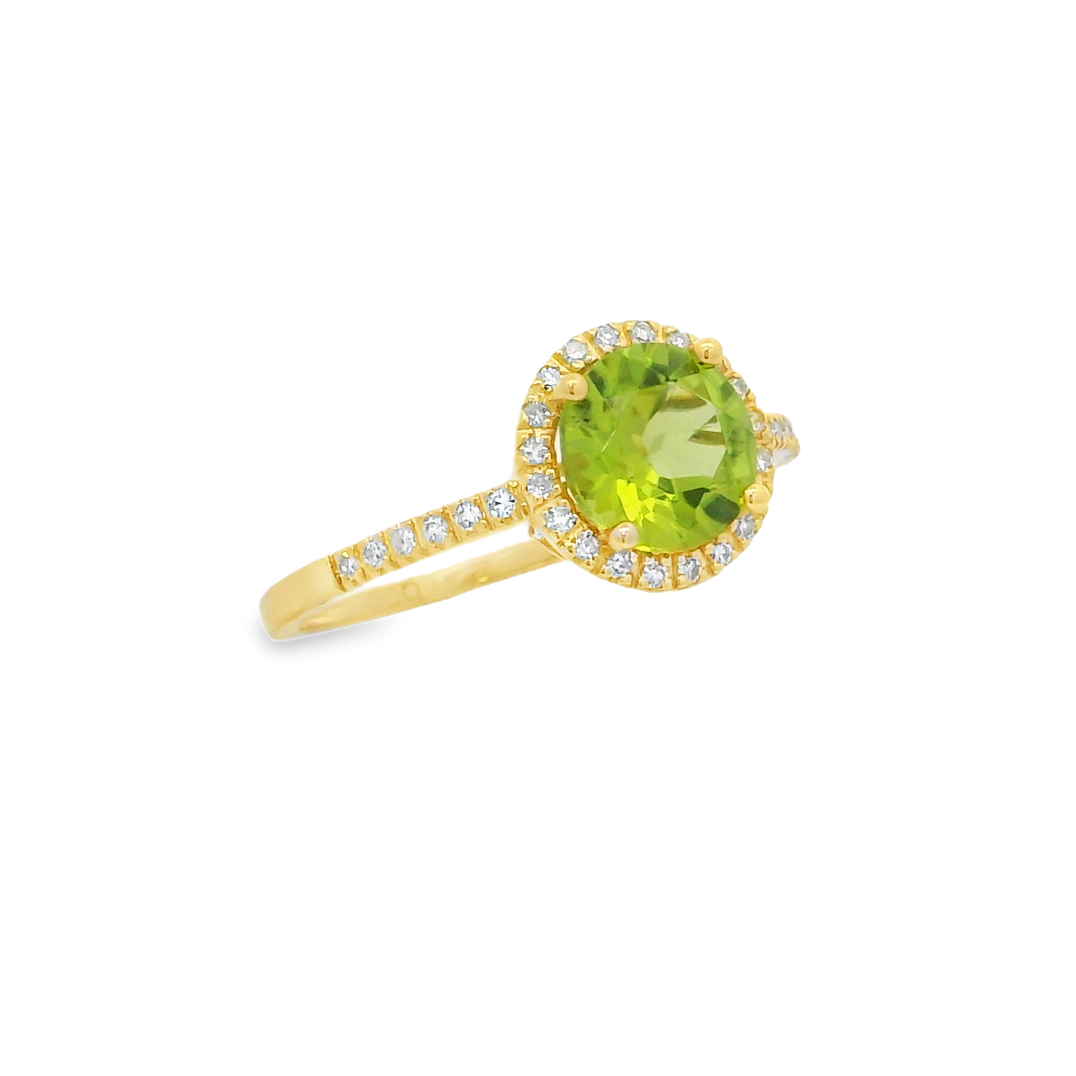 14K Yellow Gold - Round Cut - Peridot Ring