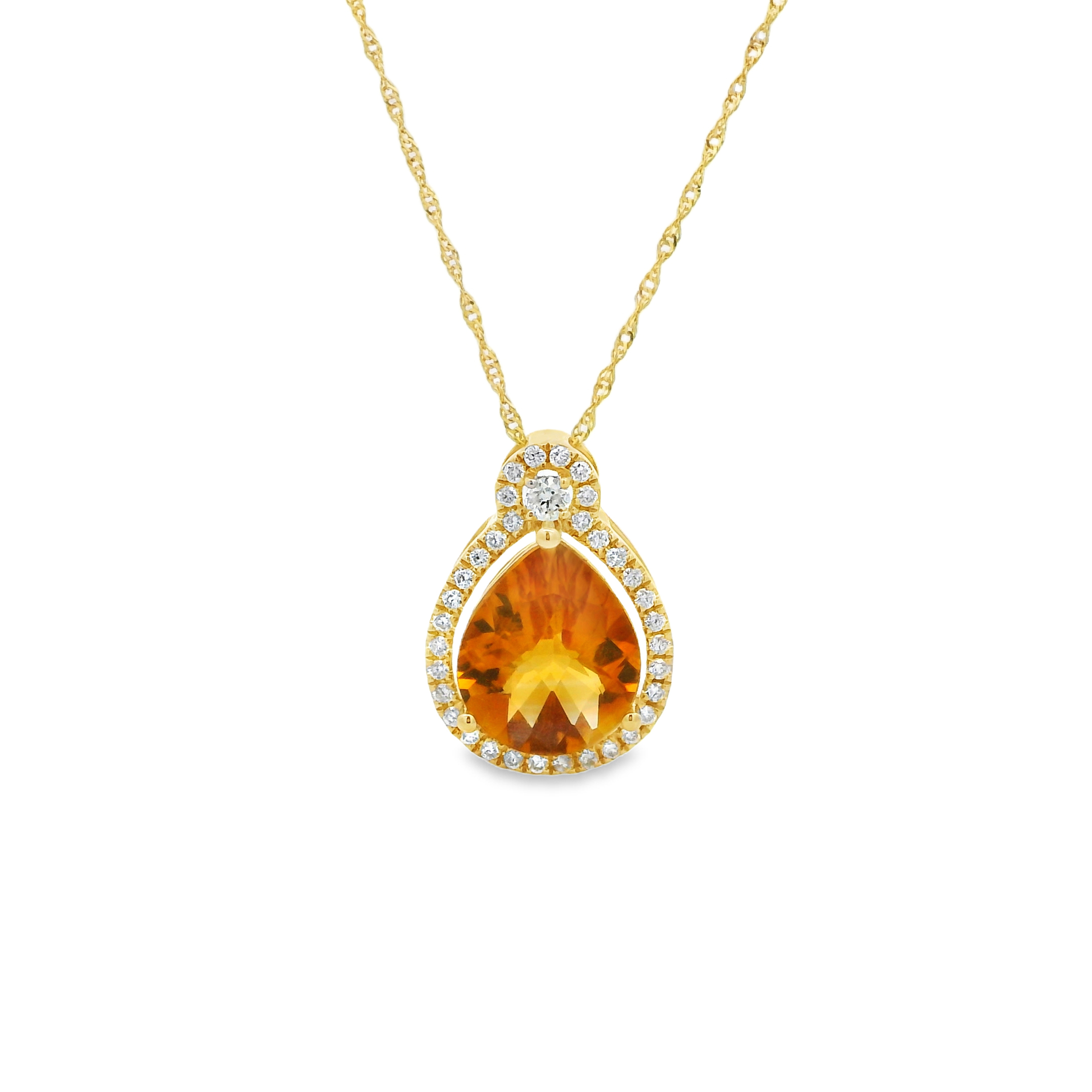 14K Yellow Gold - Pear Cut - Citrine Necklace