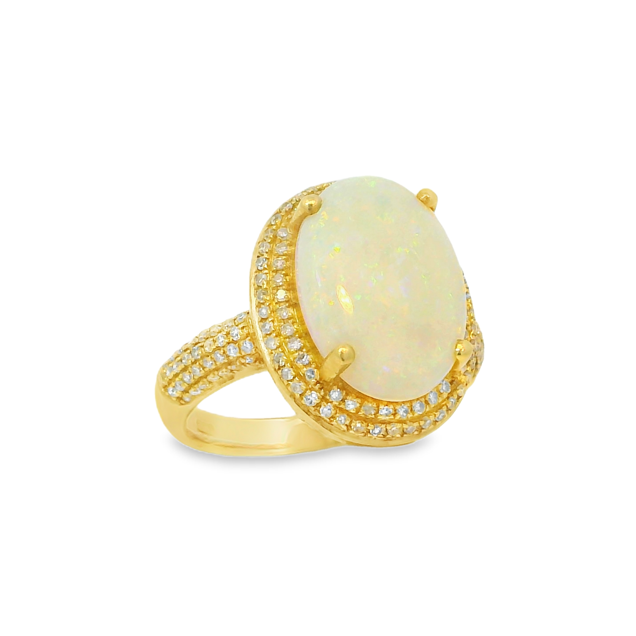 14K Yellow Gold - Oval Cut - Opal Ring