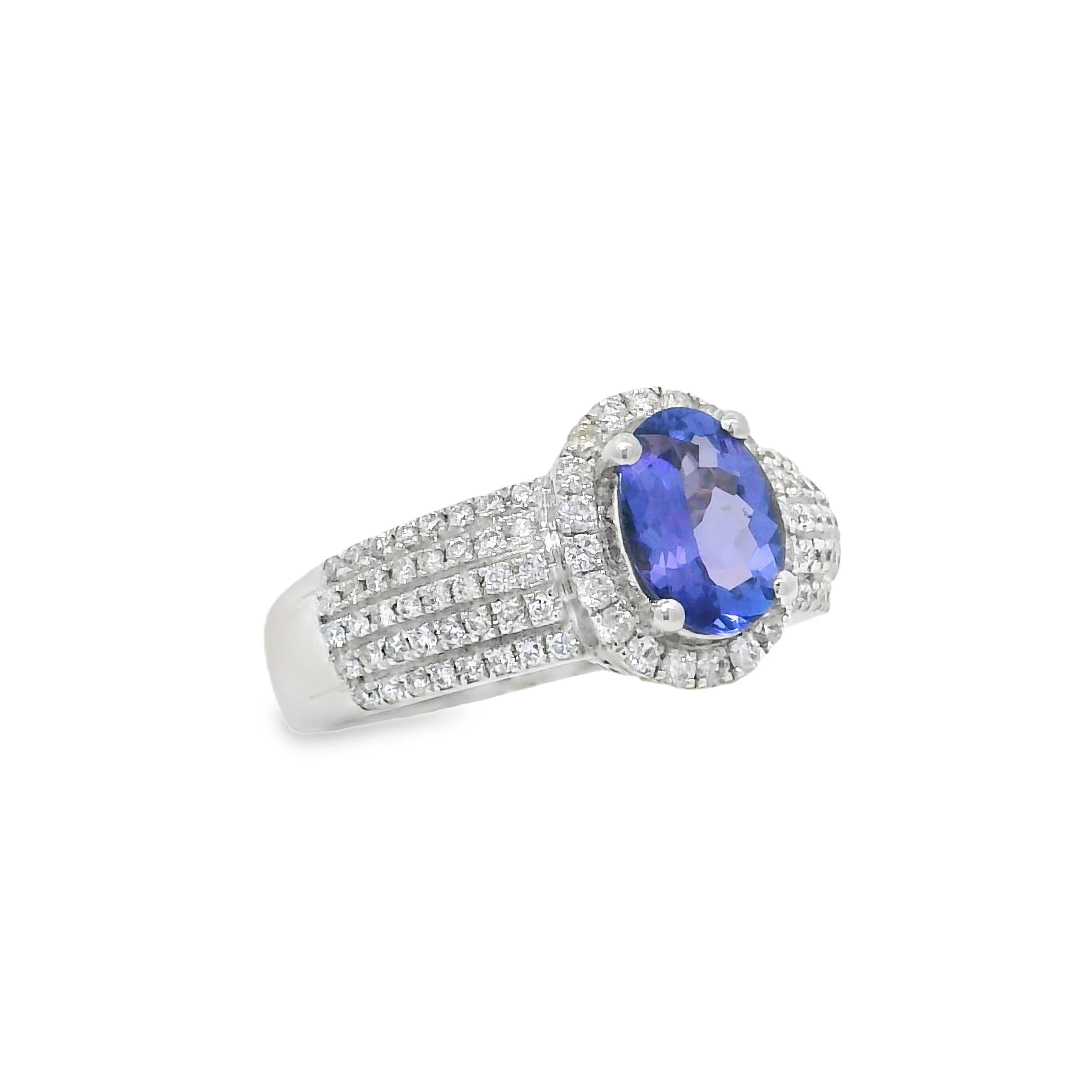 14K White Gold - Oval Cut - Tanzanite Ring