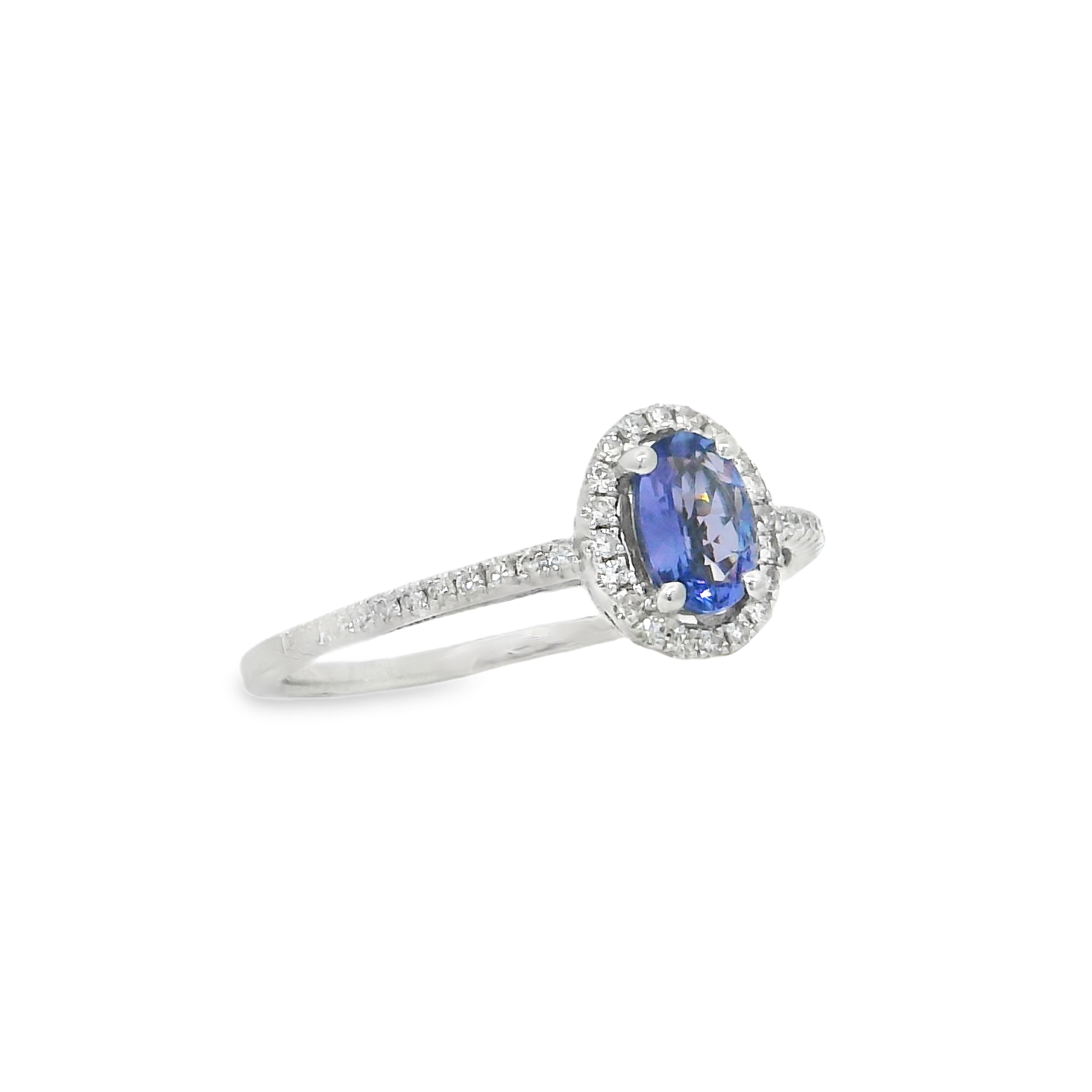 14K White Gold - Oval Cut - Tanzanite Ring