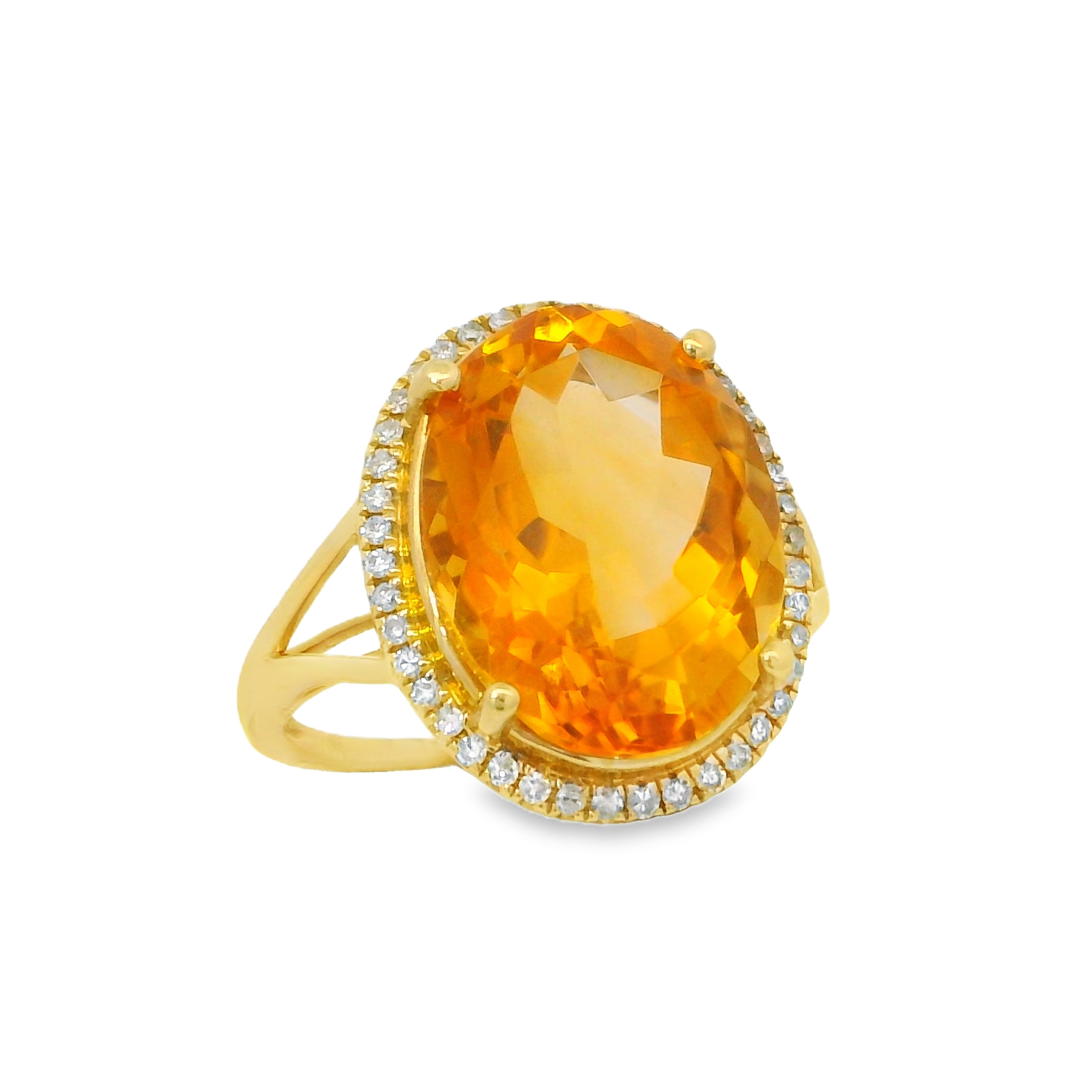 14K Yellow Gold - Oval Cut - Citrine Ring