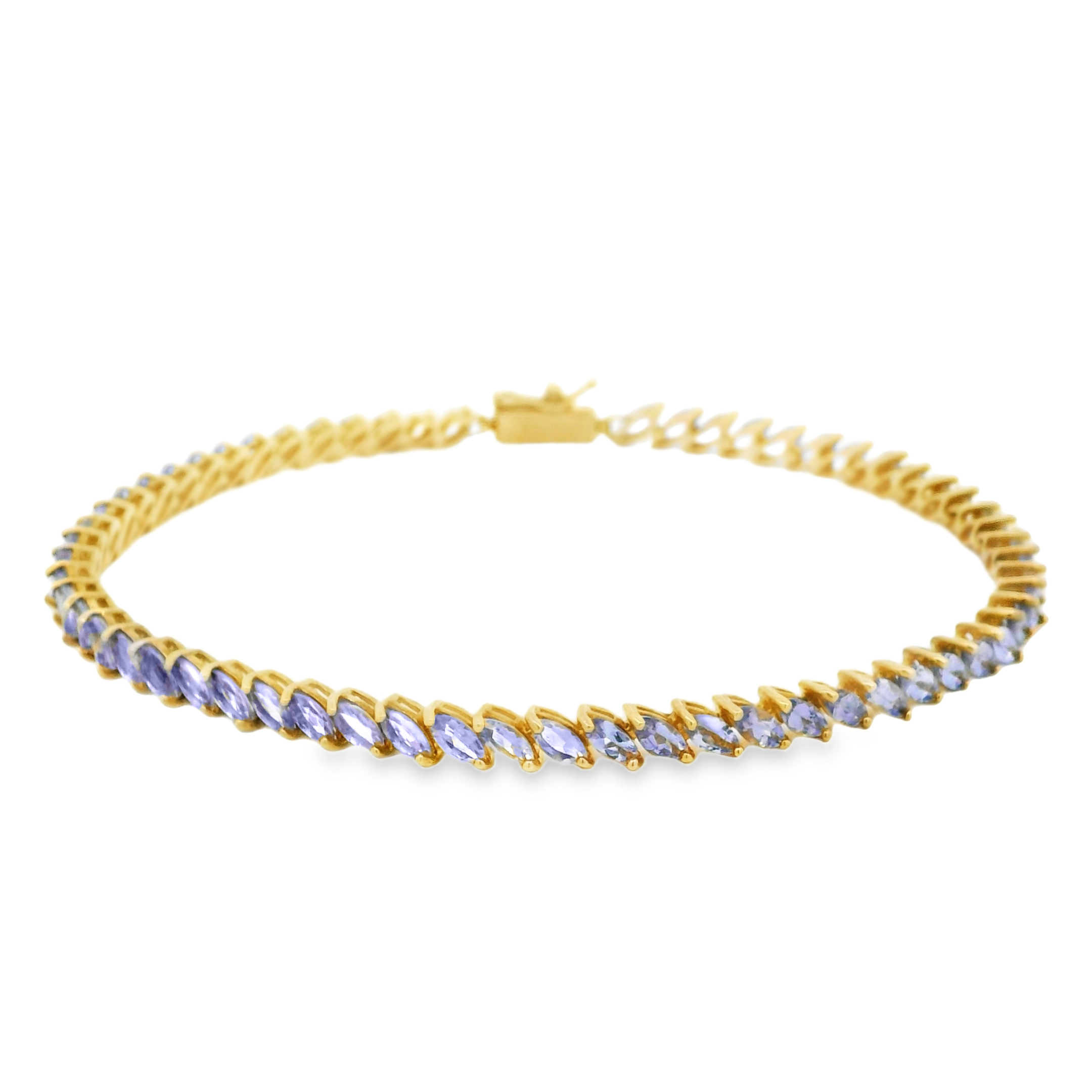 14K Yellow Gold - Marquise Cut - Tanzanite Bracelet