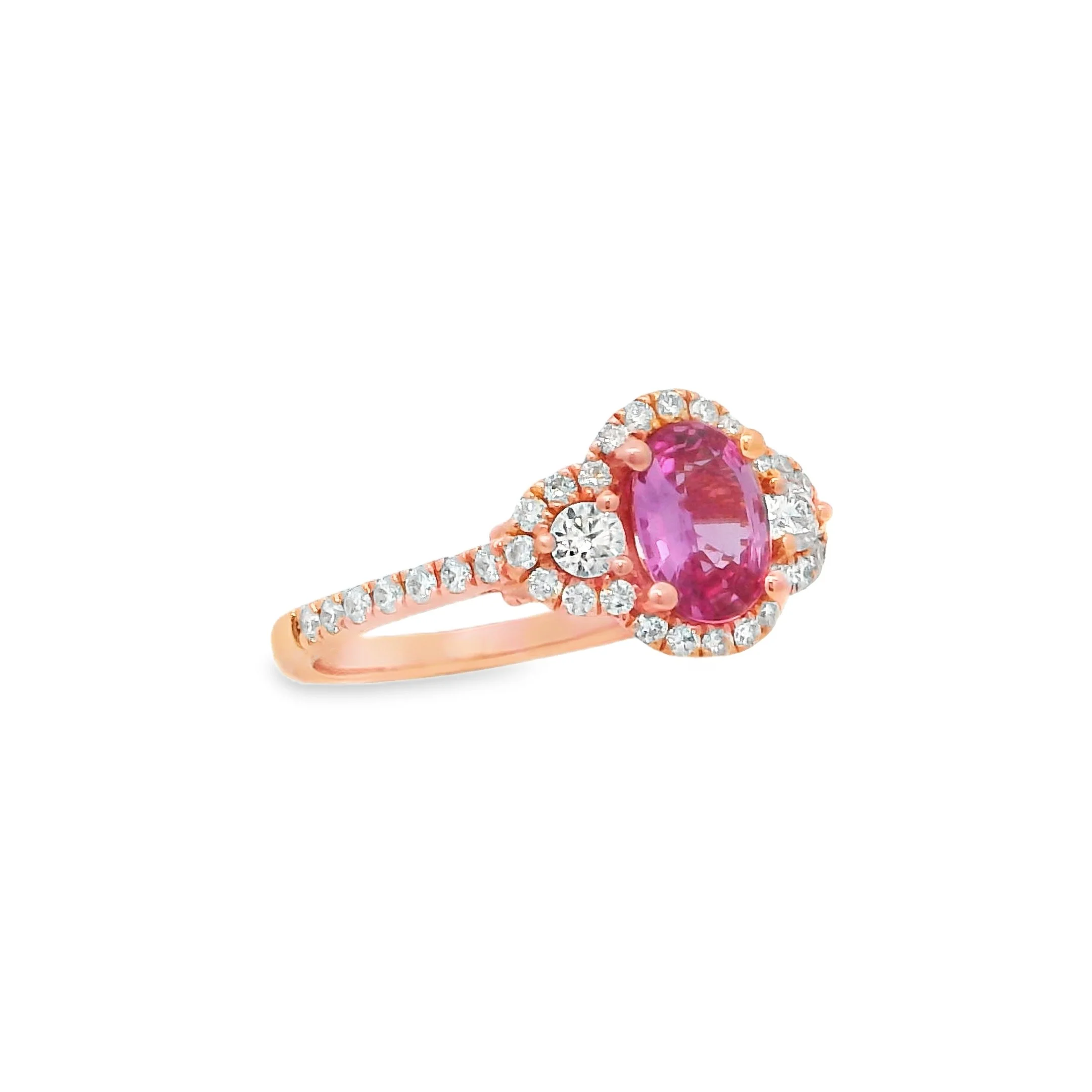 14K Rose Gold - Round Cut - Pink Sapphire Ring