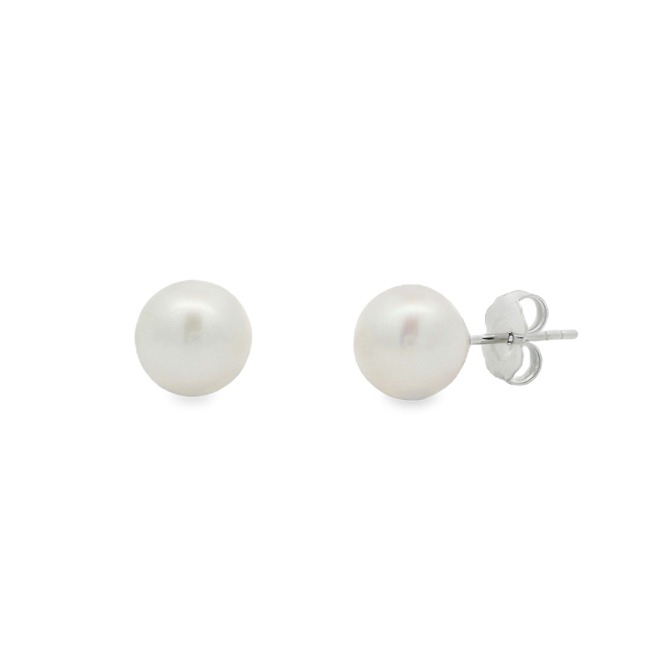 14K White Gold - 7.5MM - Akoya Pearl Earring