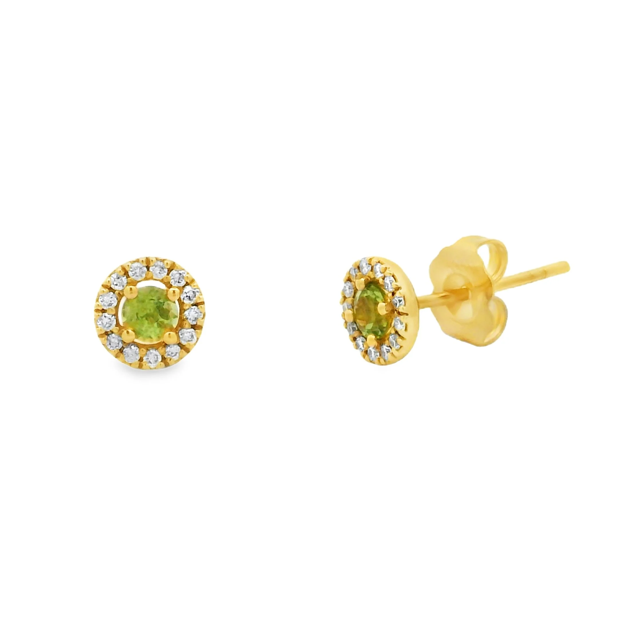 14K Yellow Gold - Round Cut - Peridot earrings
