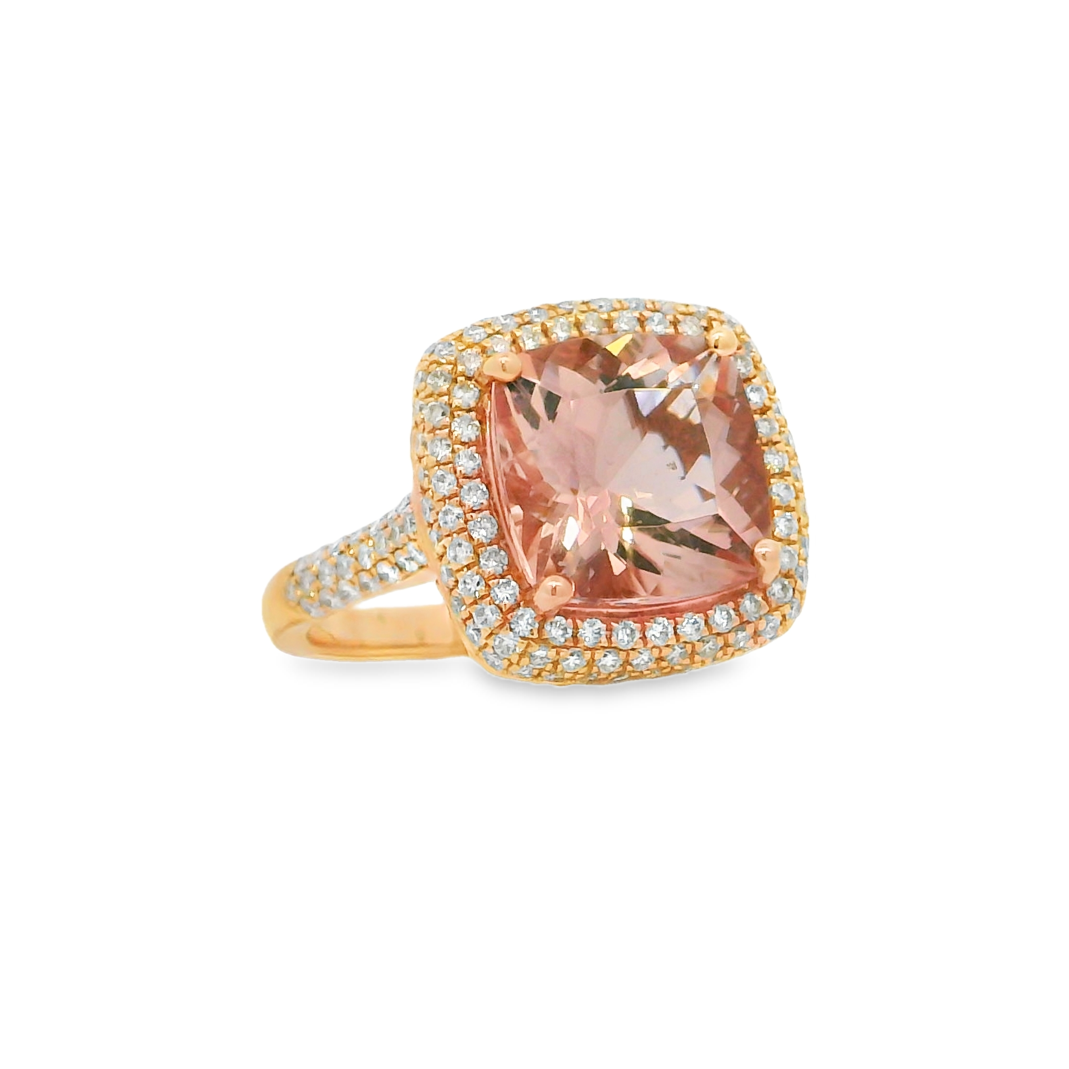 14K Rose Gold - Cushion Cut - Morganite Ring