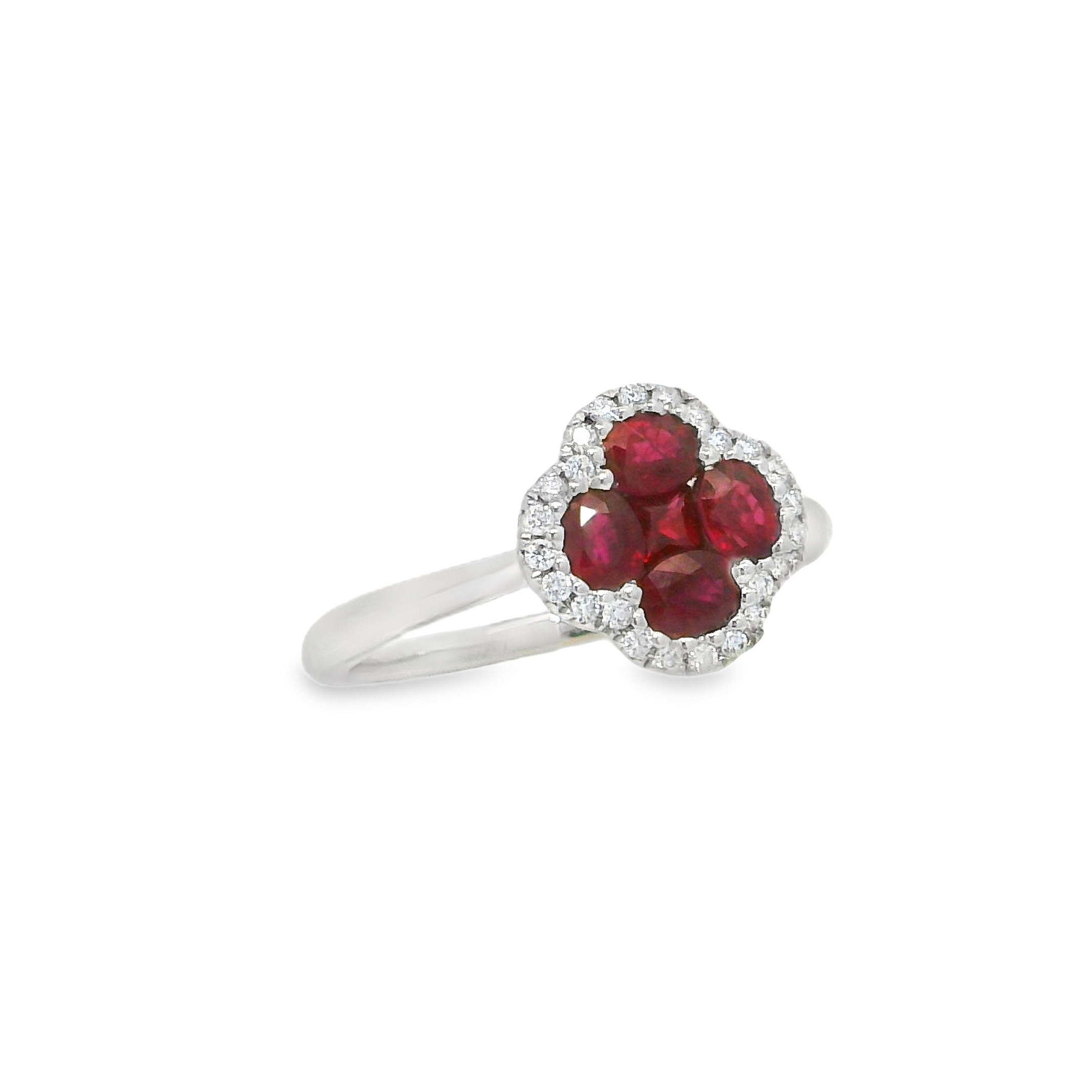 18K White Gold - Round Cut - Ruby Ring