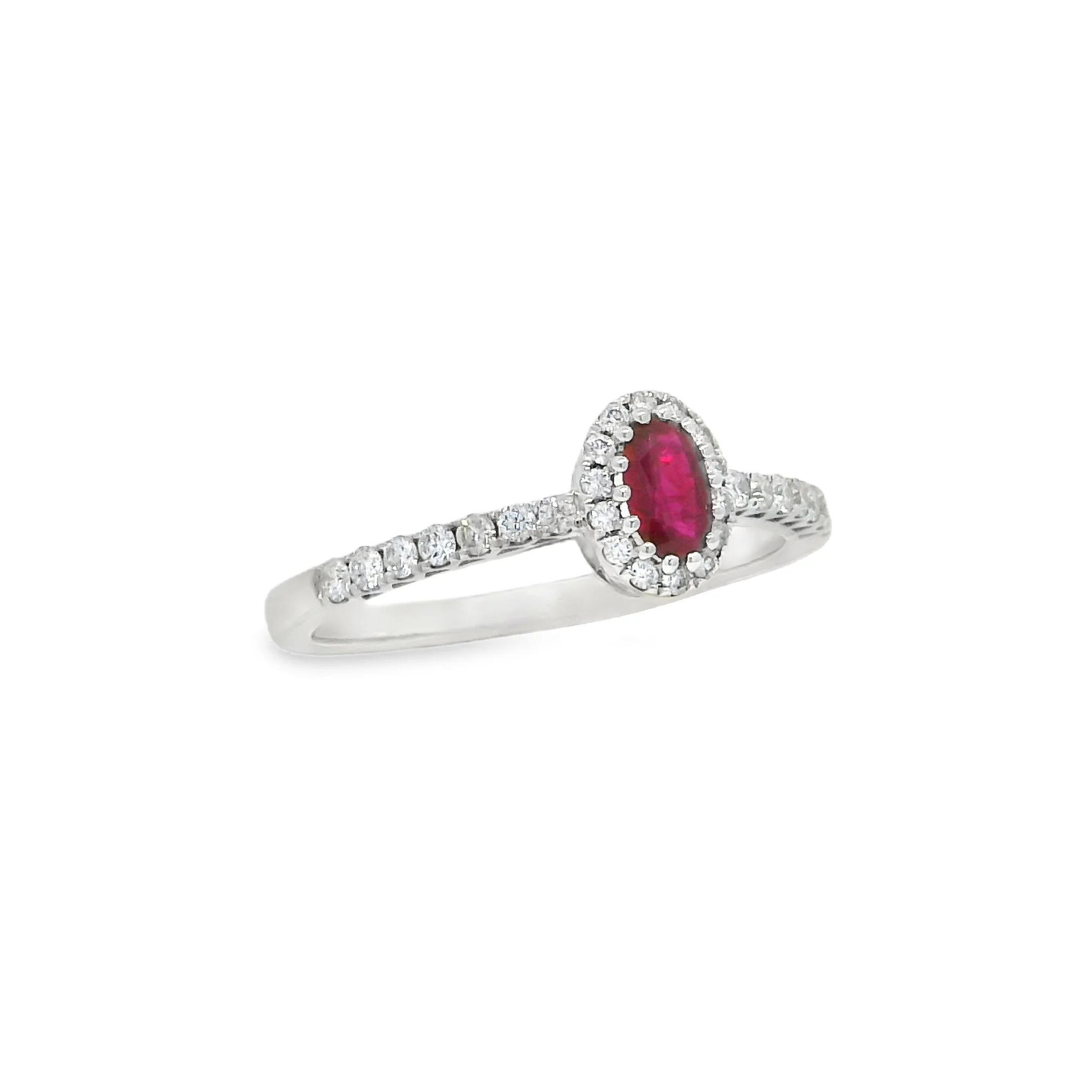 14K White Gold - Oval Cut - Ruby Ring