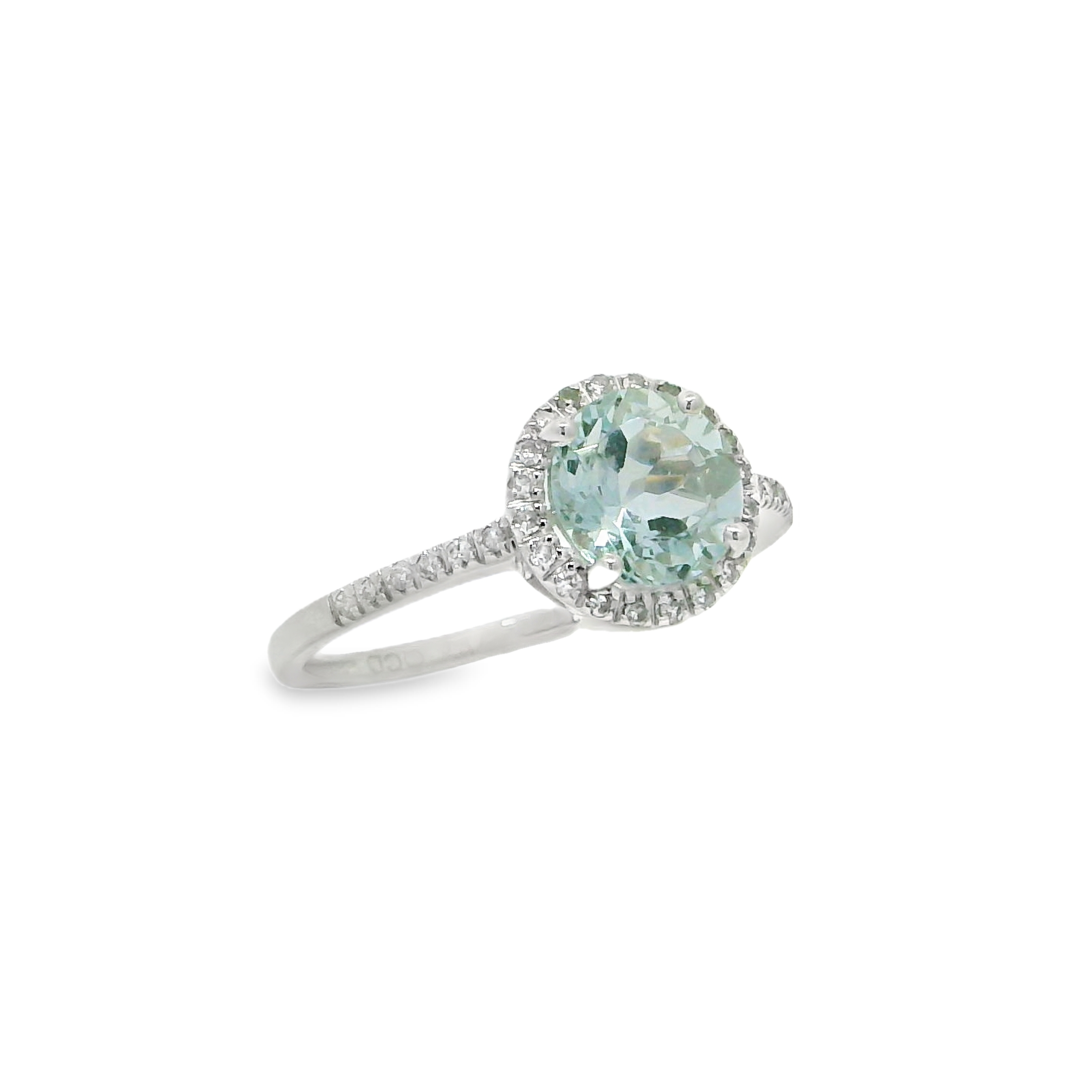 14K White Gold - Round Cut - Aquamarine Ring