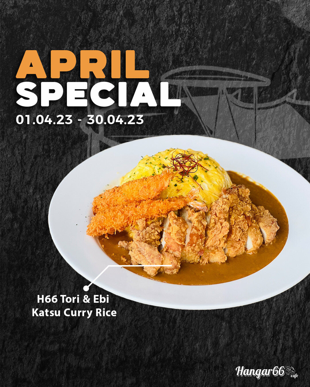 This month's special is the mouth-watering H66 Tori &amp; Ebi Katsu Curry Rice!

Featuring our signature homemade fried chicken and two succulent fried prawns, served on a bed of fragrant rice, and smothered in our special in-house curry sauce, this 