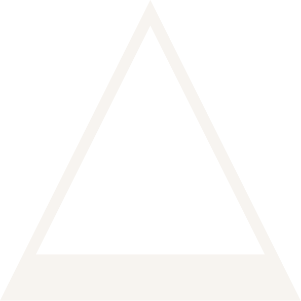 A black and white minimalist triangular design with a large black triangle in the center, outlined by white borders, and a white base at the bottom.