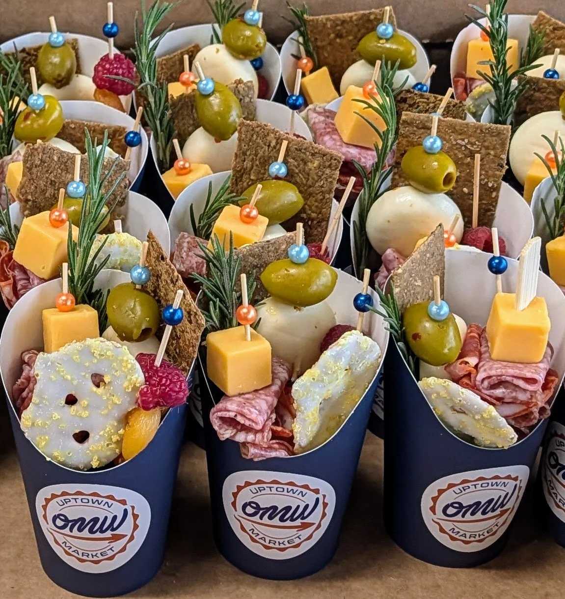 Individual charcuterie cups for a catered event
