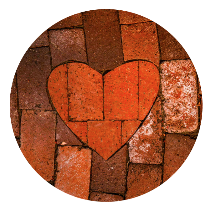 heart shape laid into brick work