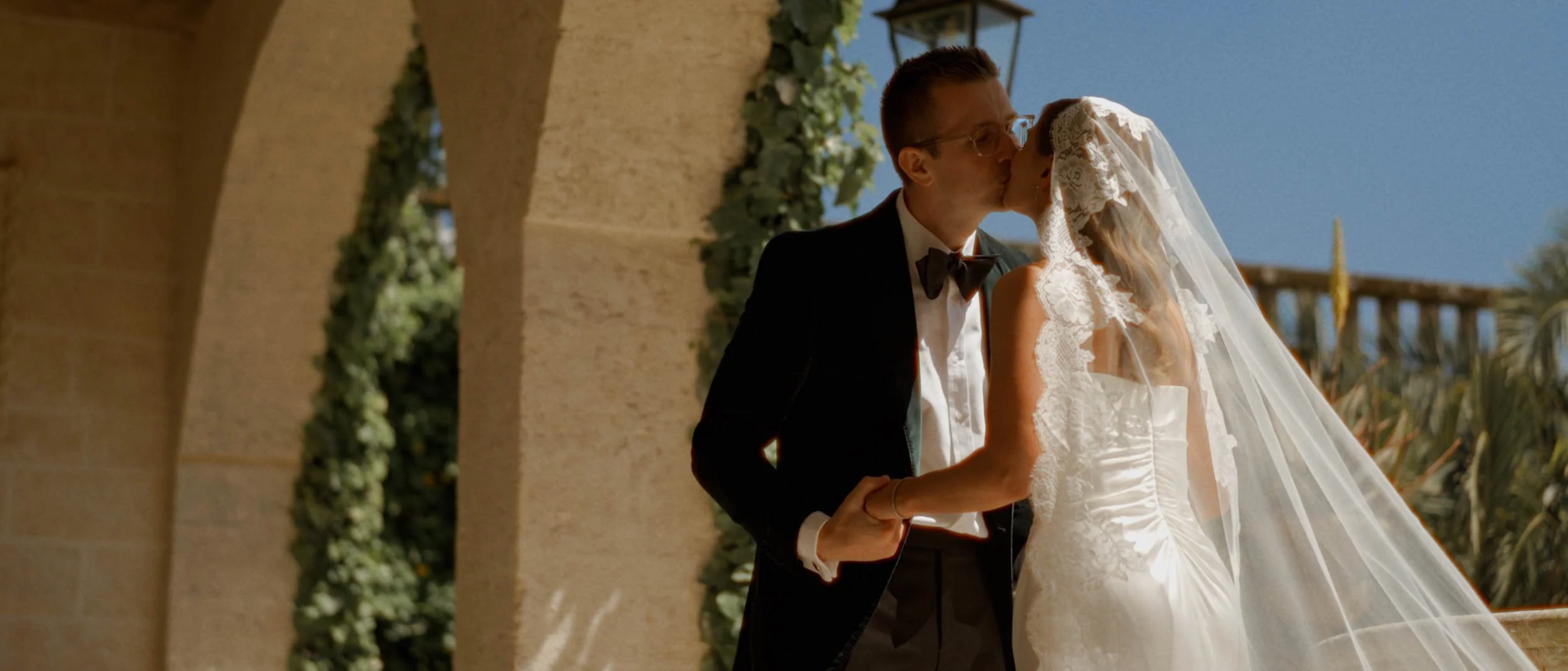 Bride and groom at Castello Monaci Italy