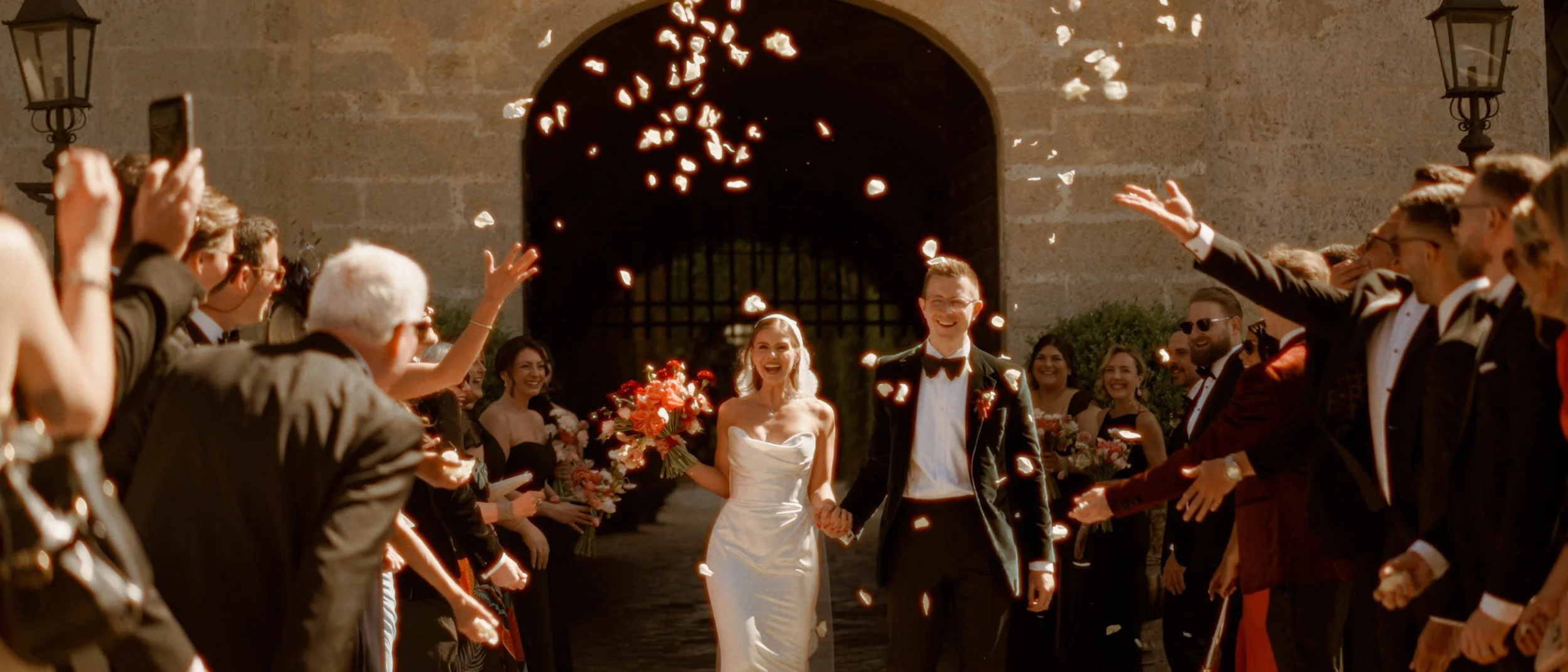 Confetti throw at wedding venue in italy