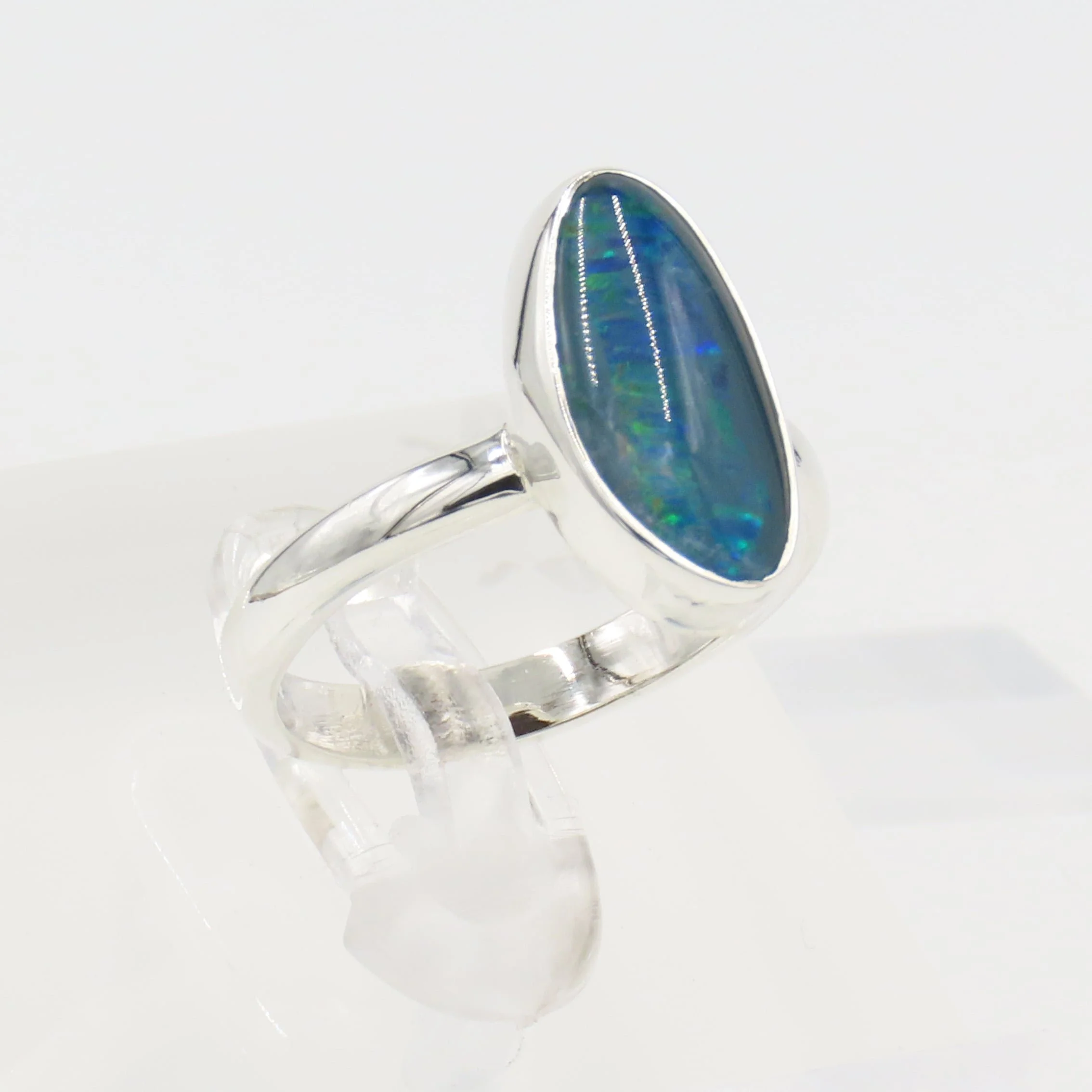 Australian Opal Crystal 925 Sterling Silver Ring