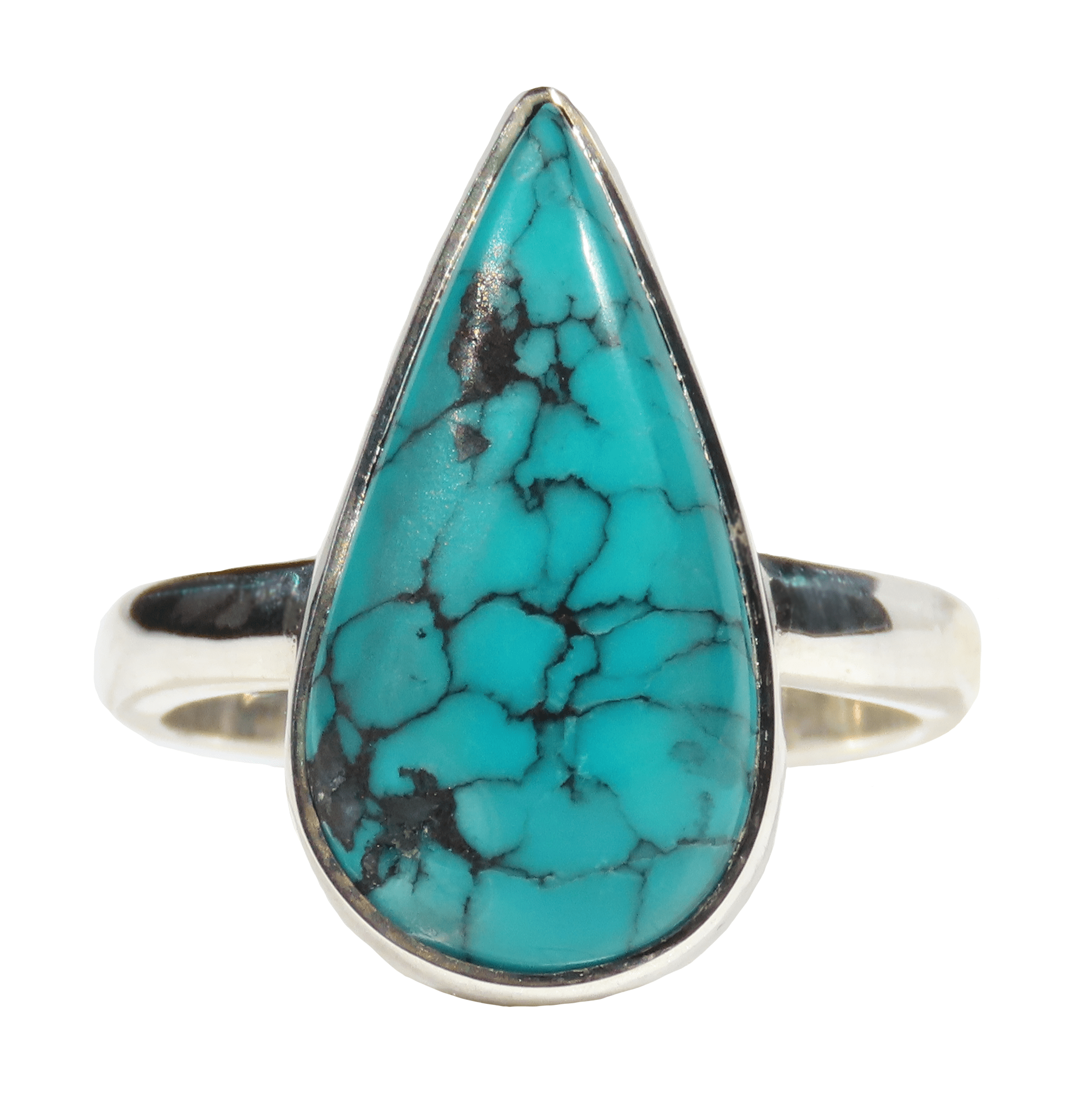 Tibetan Turquoise Ring, Turquoise jewellery, turquoise crystal , sterling silver crystal jewellery