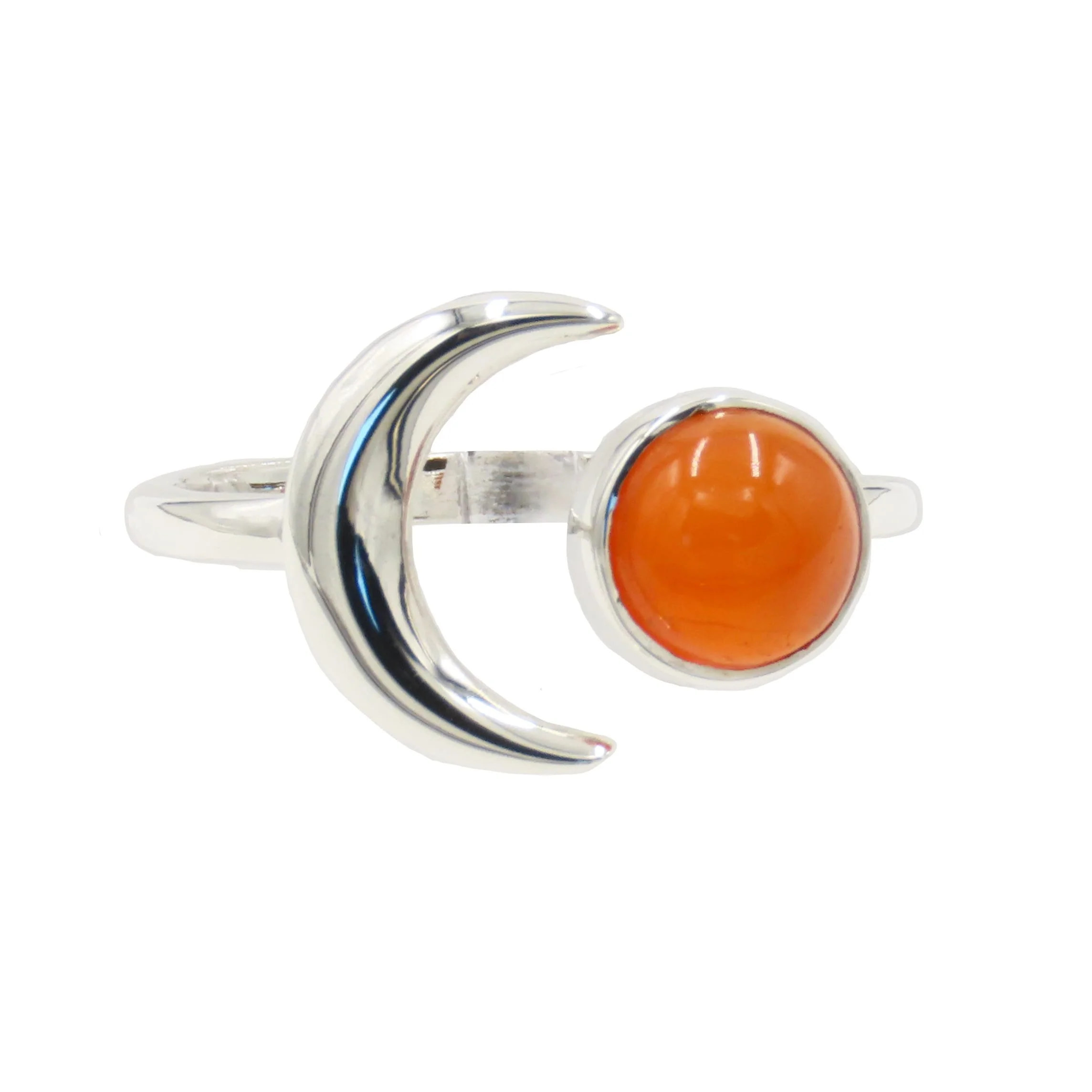 Carnelian Moon 925 Silver Ring Size R1/2