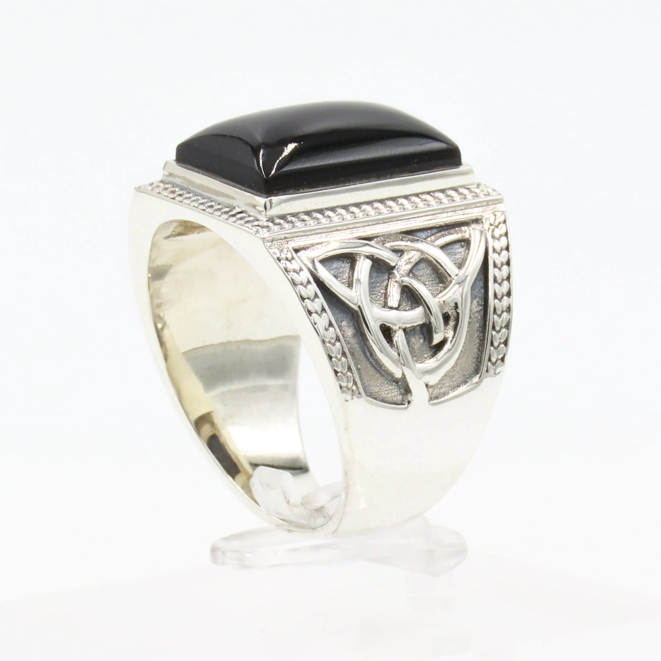 Crystal Mens Sterling Silver Rings