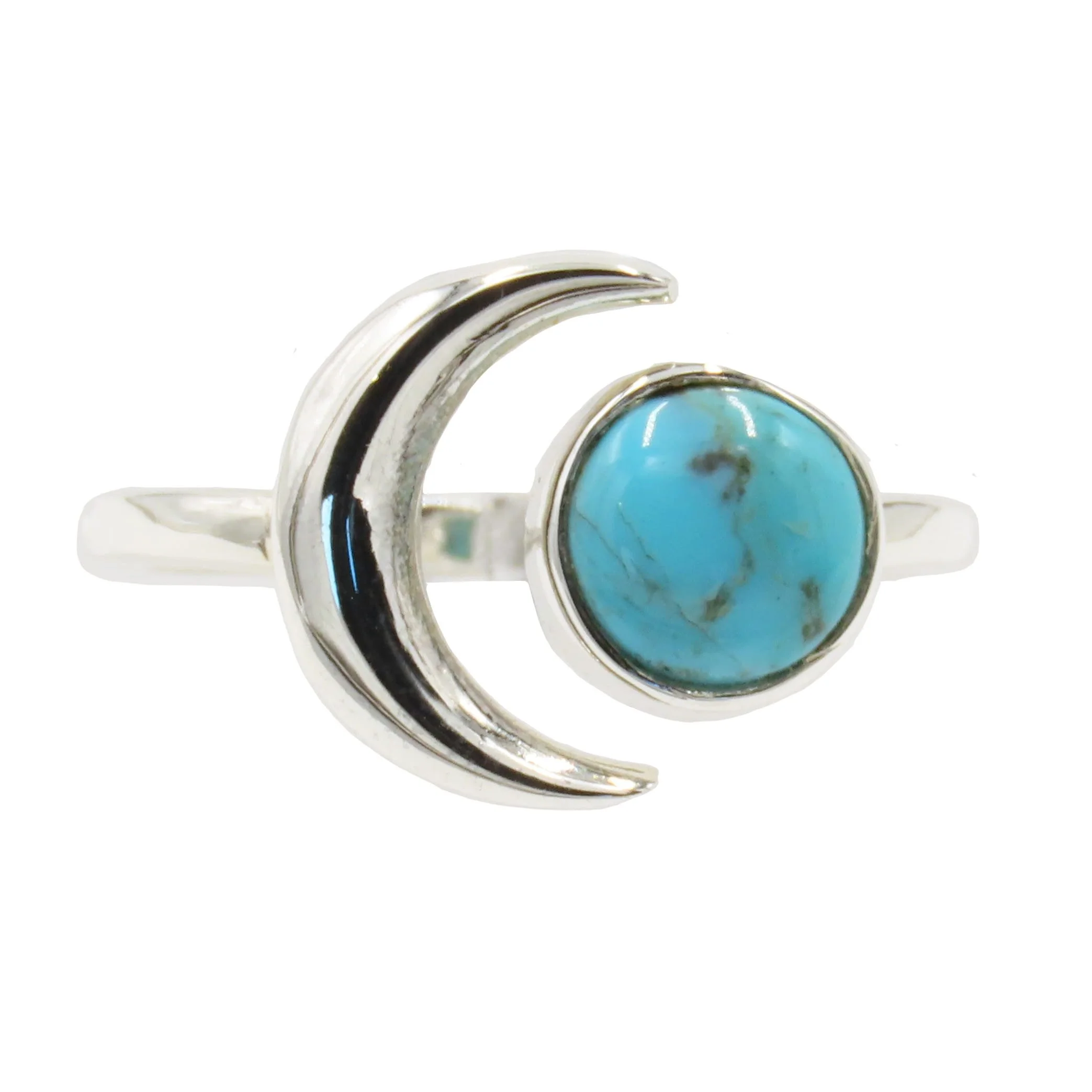 Turquoise Moon 925 Silver Ring Size P