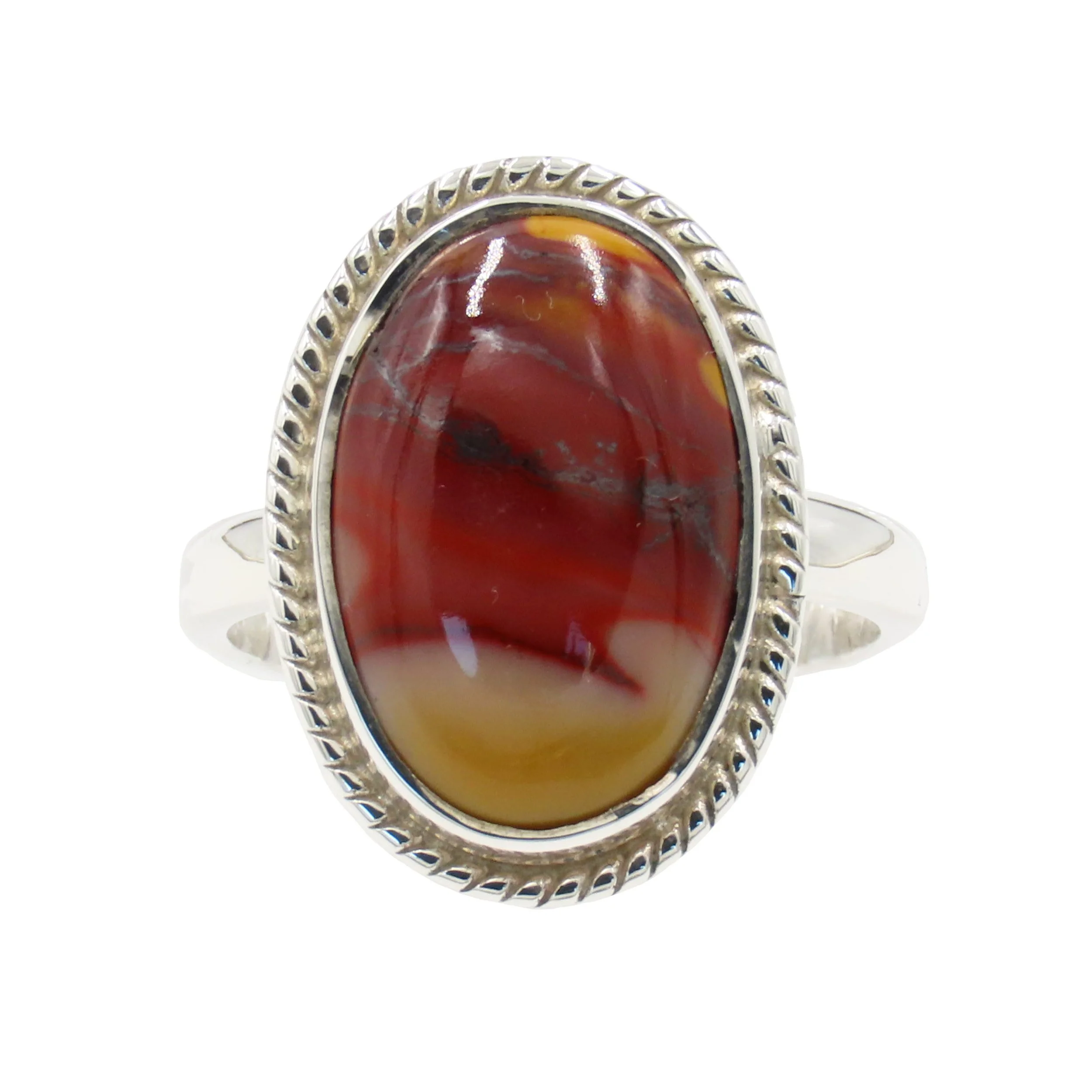 Mookaite Jasper 925 Silver Ring Size P
