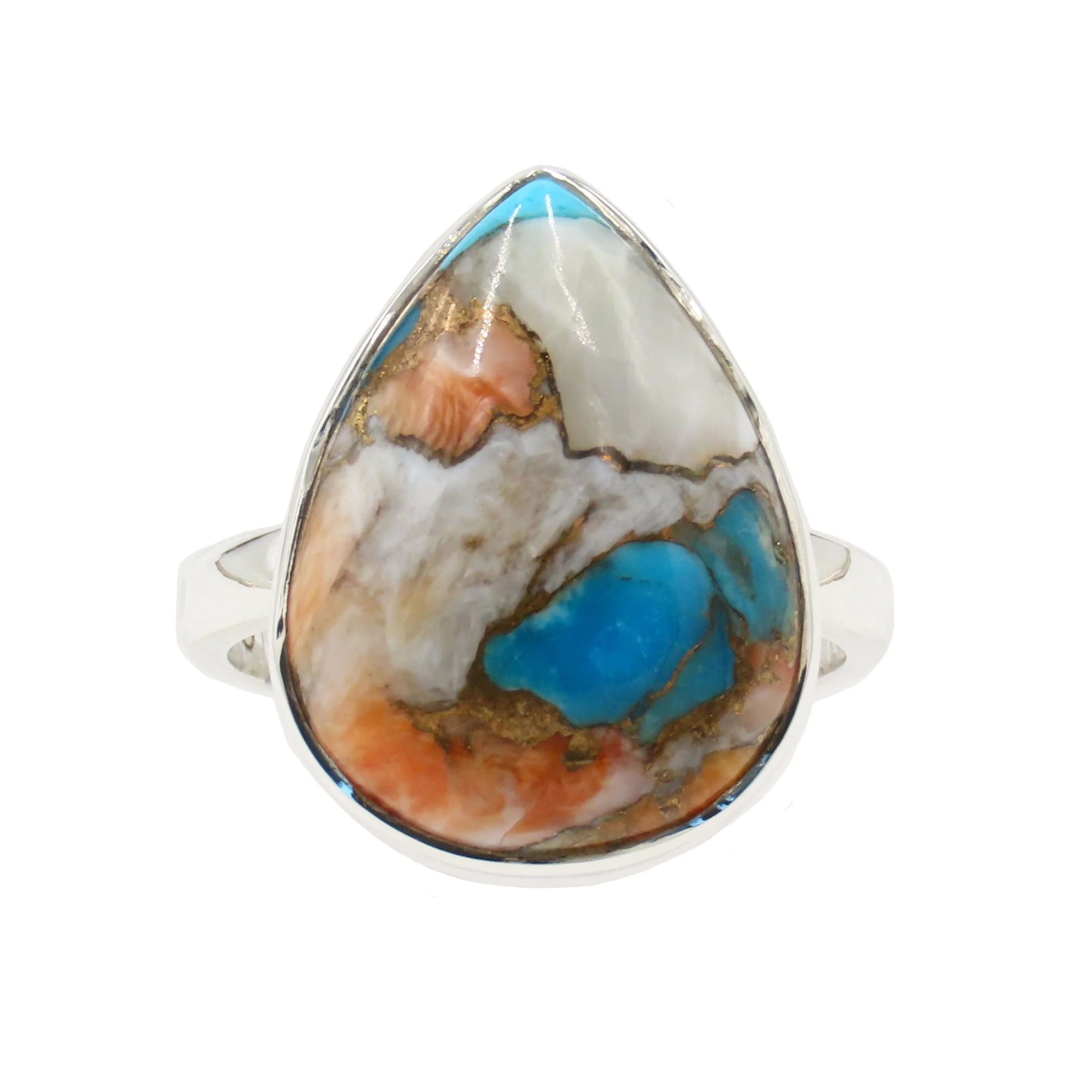 Mohave Oyster Turquoise 925 Silver Ring Size P