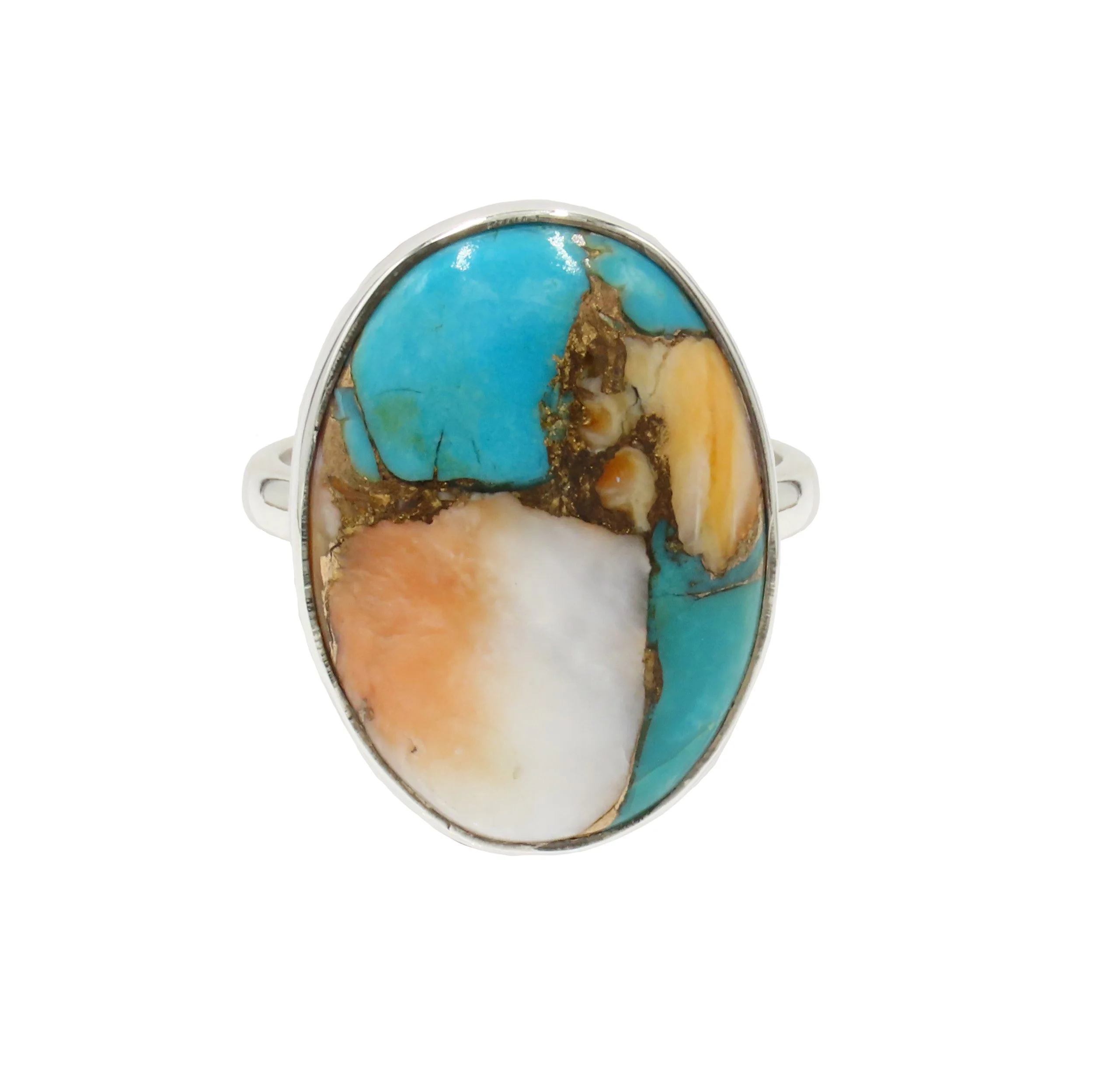 Mohave Oyster Turquoise Crystal 925 Sterling Silver Ring