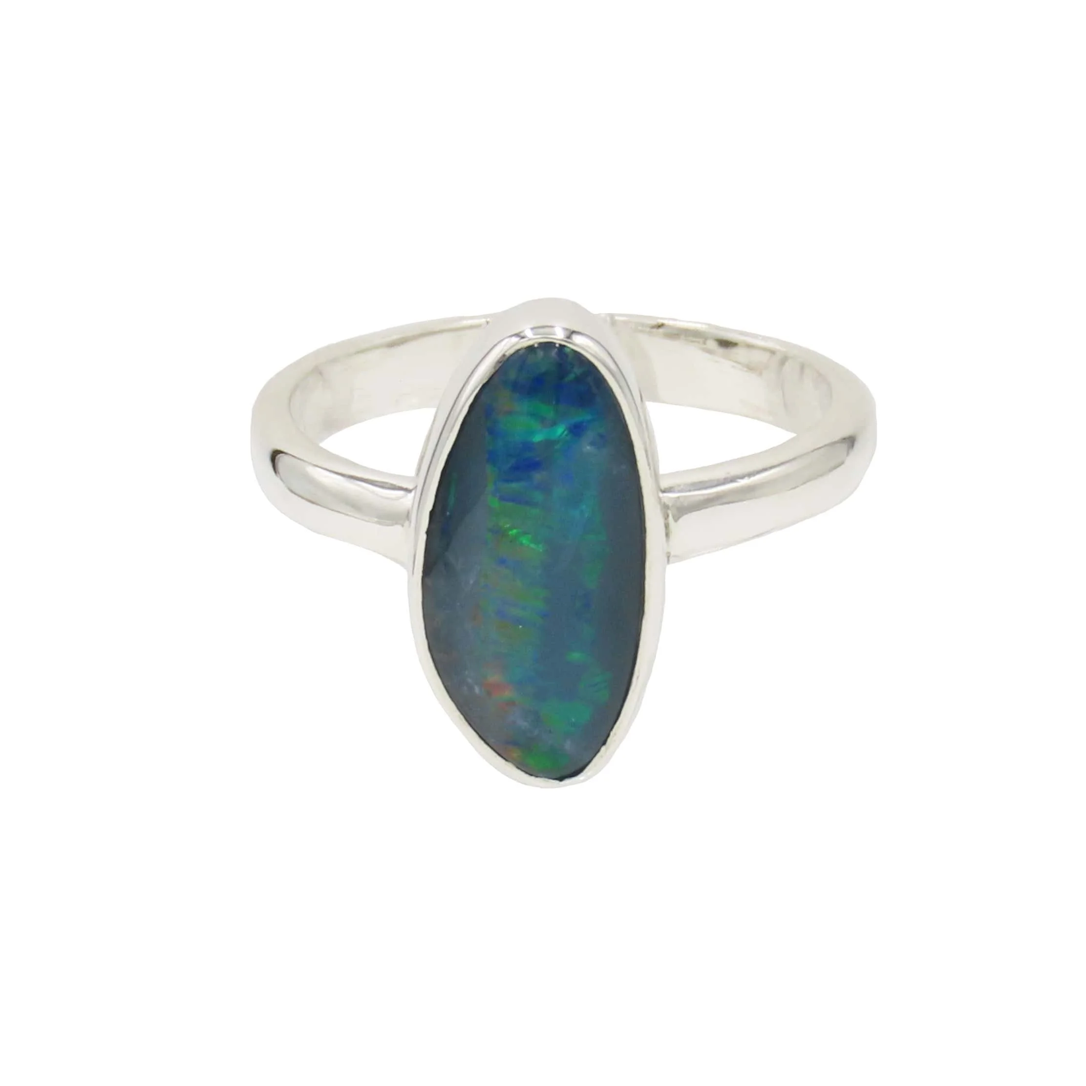 Australian Opal Crystal 925 Sterling Silver Ring