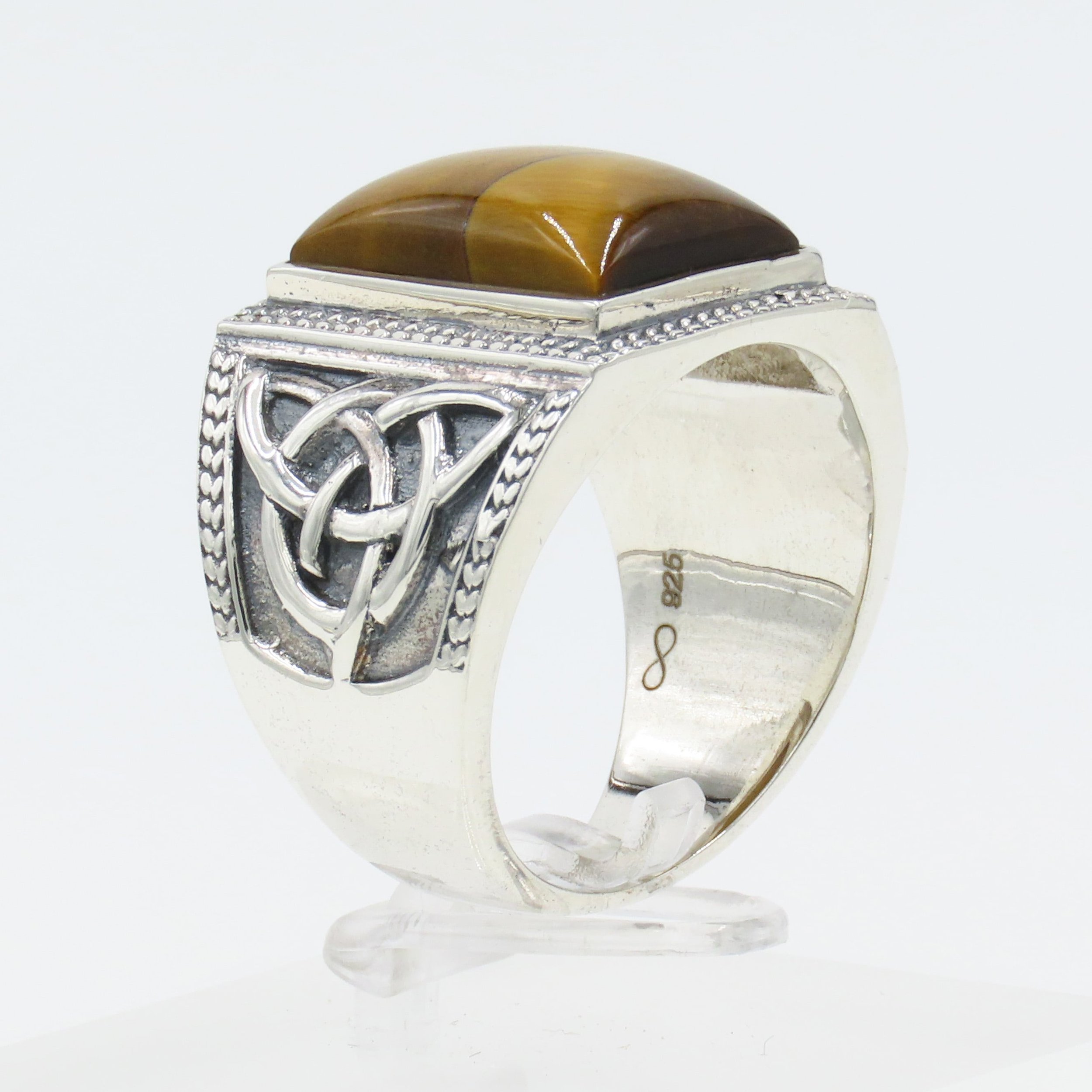 Tigers Eye Mens Natural Crystal Ring