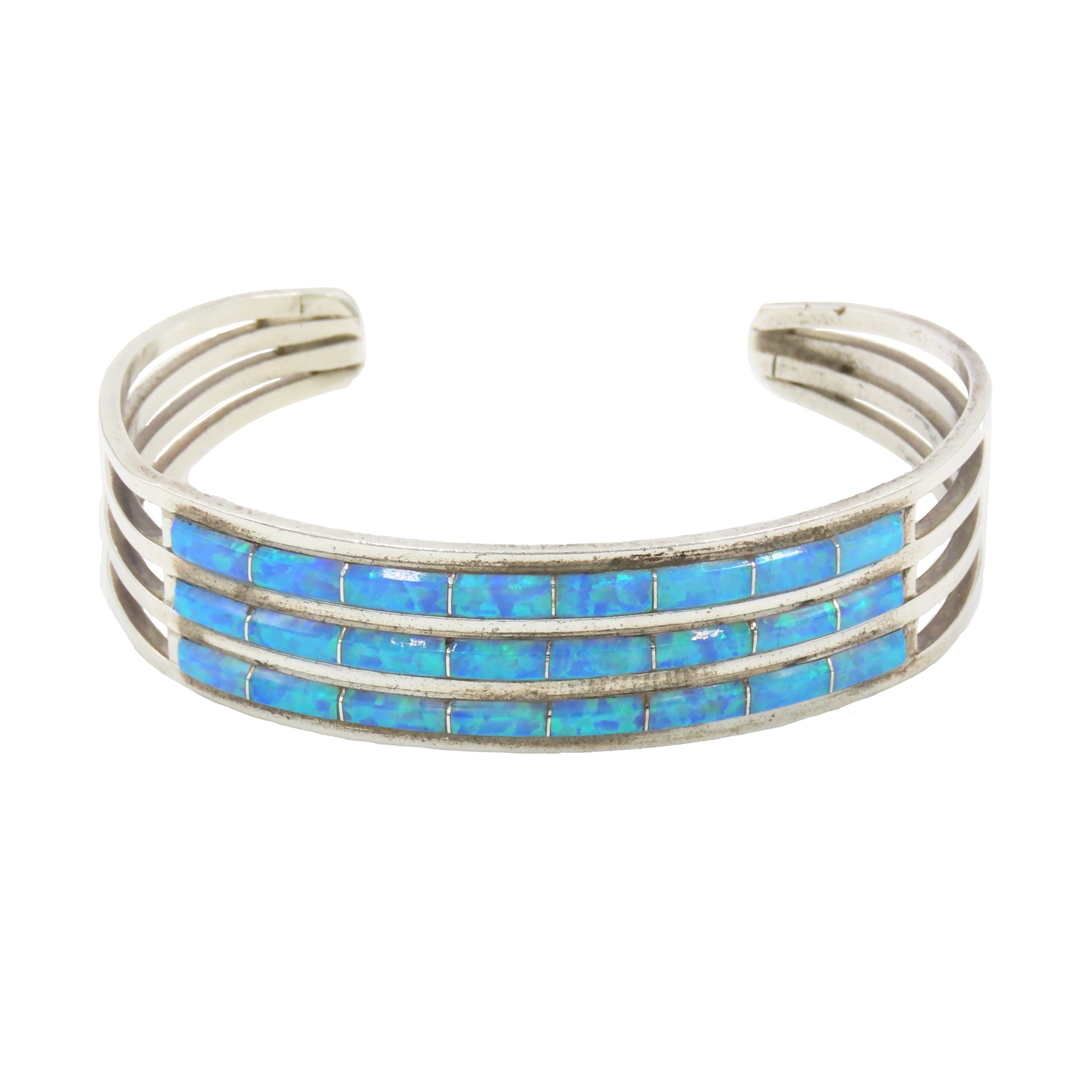 Opal Navajo Sterling Silver Anson Wallace Bangle/Bracelet