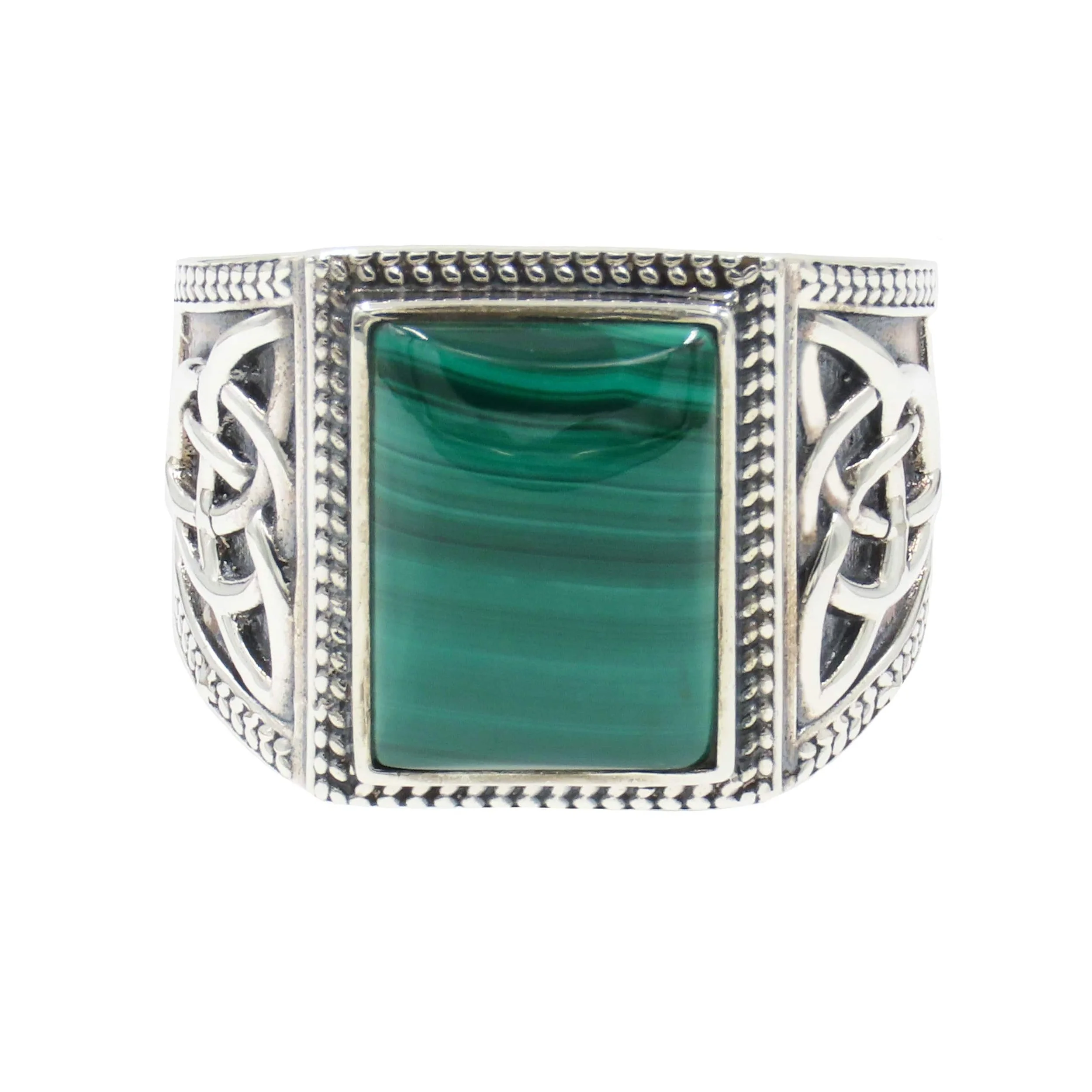 Malachite Gemstone Crystal Mens Ring