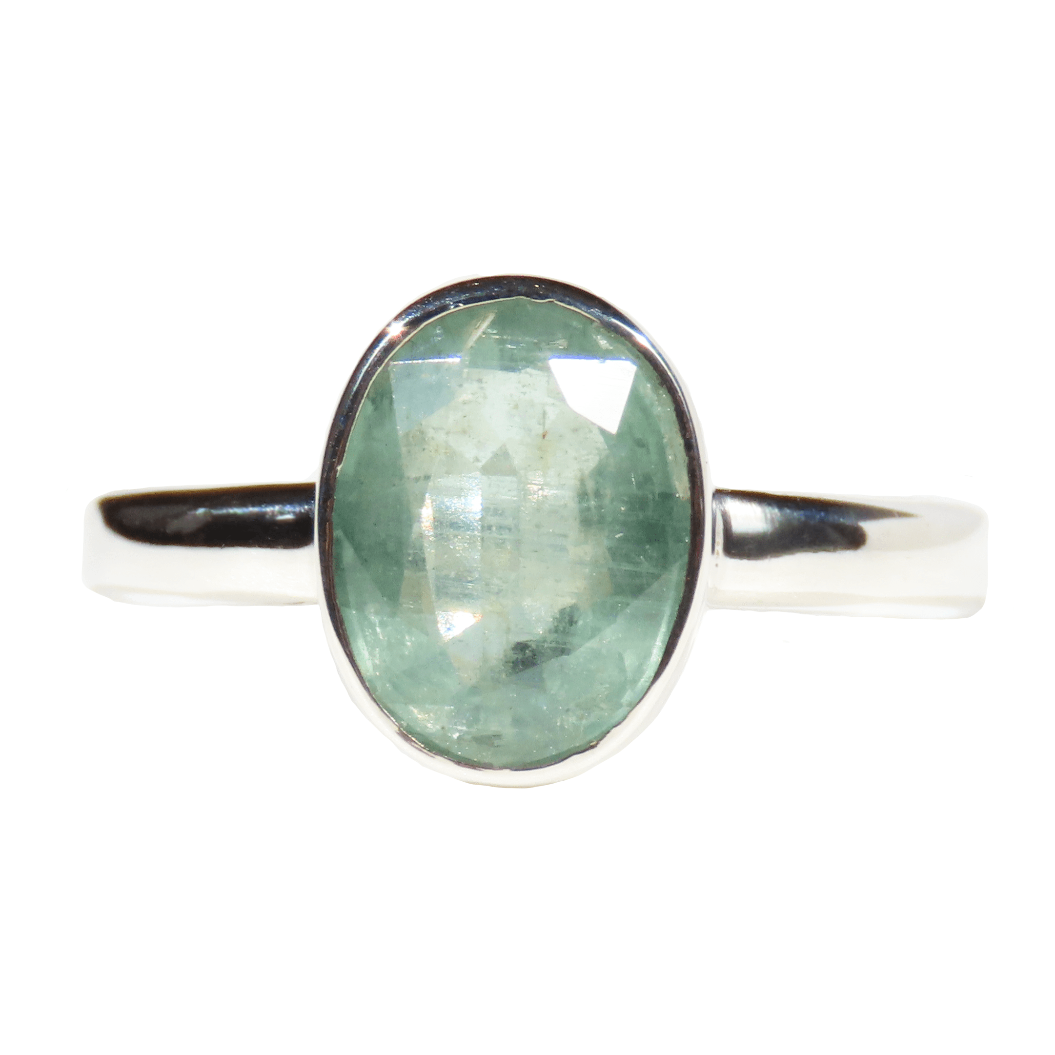 Green Kyanite Crystal Ring, Green Kyanite Jewellery, Sterling Silver Crystal Rings