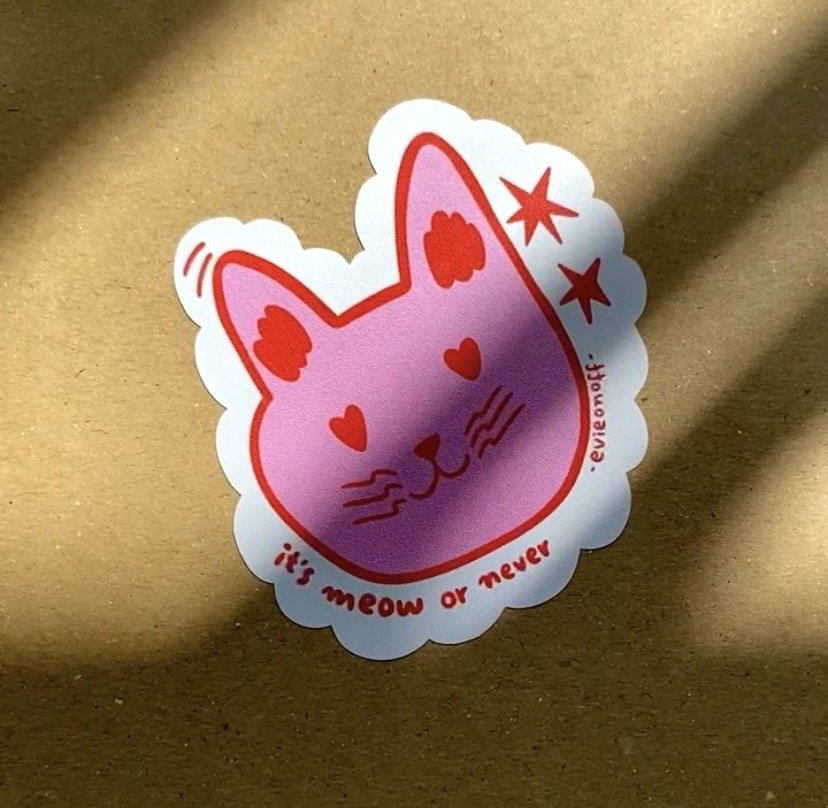 "It' Meow or Never"- Vinyl sticker