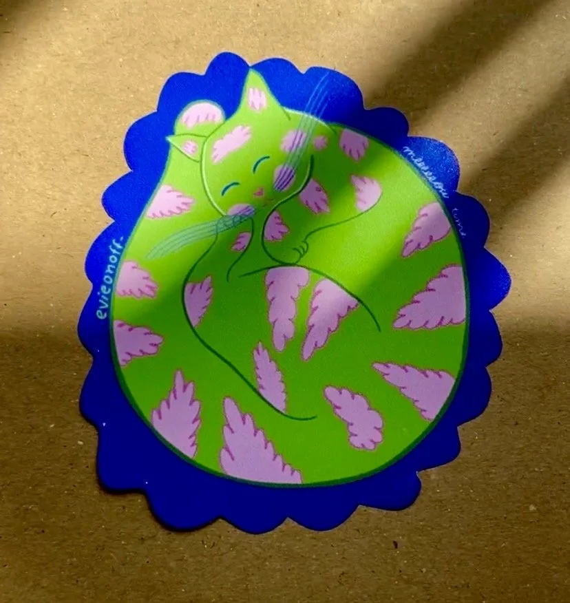 "The Cozy cuddler Cat"- Vinyl sticker