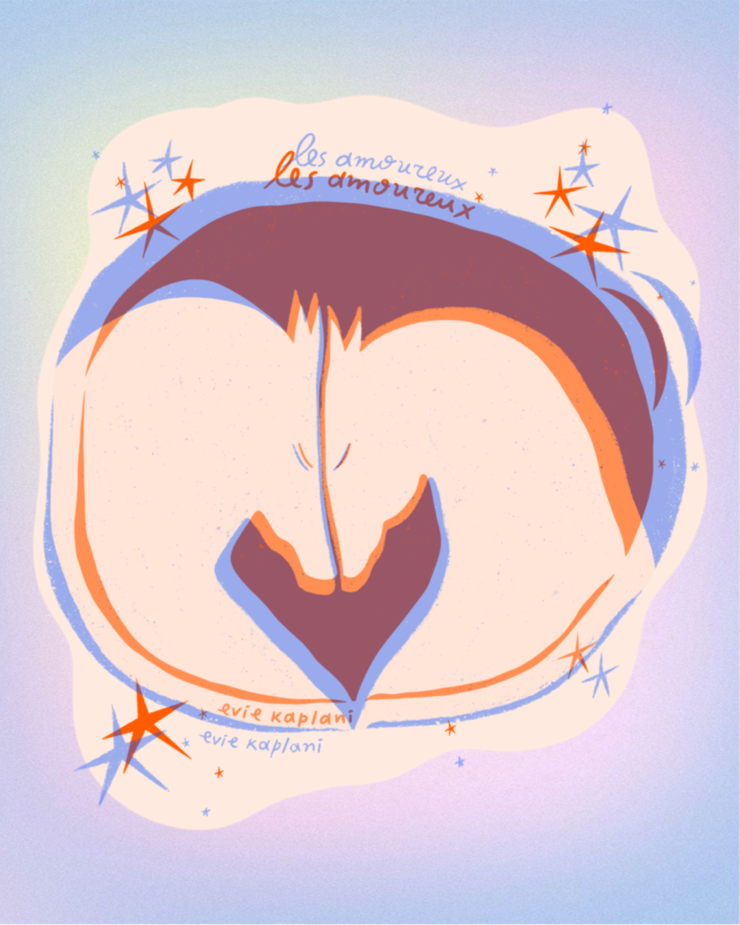 "Les amoureux"- Orange + Blue version- Vinyl sticker