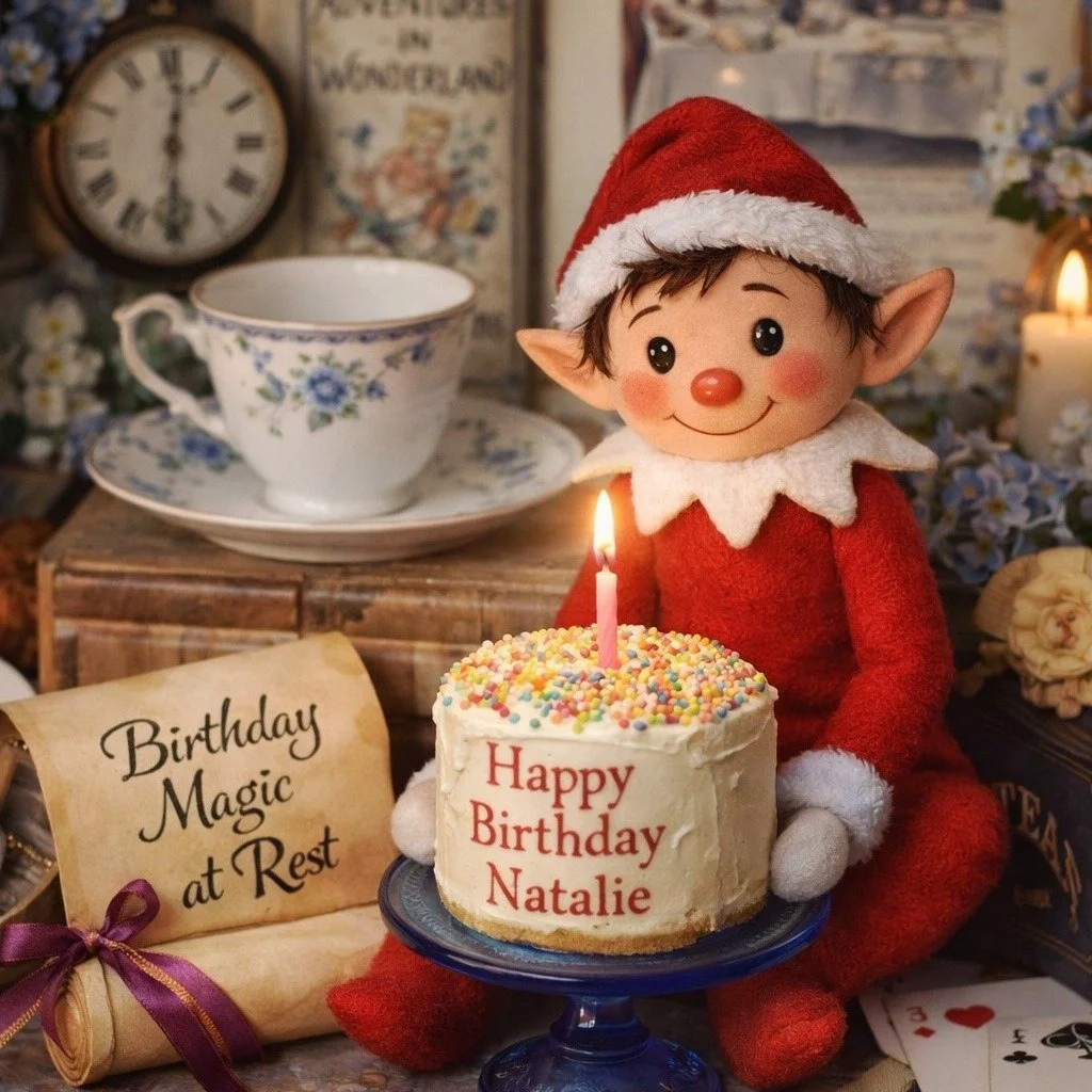 After all his adventures, the Wizard decided that today wasn&rsquo;t about mischief at all.

Today is Natalie&rsquo;s birthday &mdash; and the Alice Room needed to be especially calm, balanced, and ready to hold birthday magic.

So the elf was given 