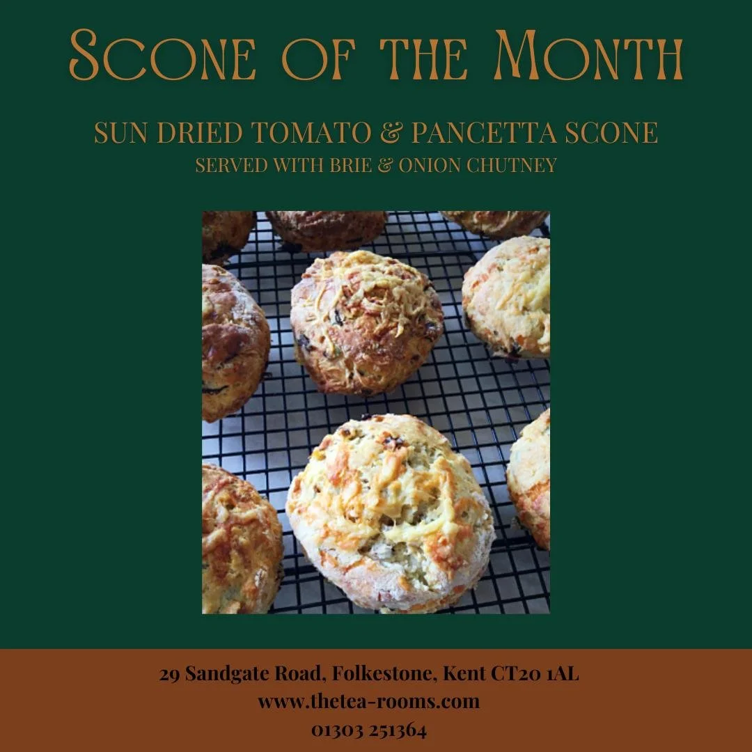 Scone of the Month 🤍

Savoury, rich, and full of flavour&hellip;
Our Sun-Dried Tomato &amp; Pancetta Scone is here.

Served warm with creamy brie and sweet onion chutney
&ndash; the perfect balance of salty, savoury, and indulgent.

A little differe