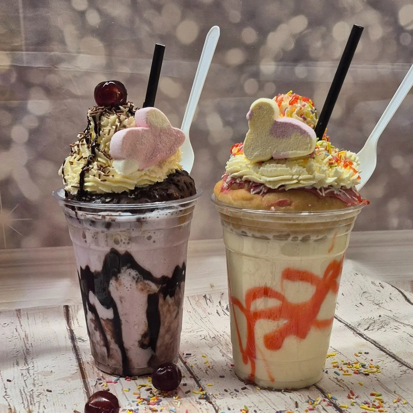 🍩 WARNING... these are not normal milkshakes 👀

Meet our Dough-licious Shakes 😍

Thick, creamy shakes loaded with flavour and topped with full doughnuts, cream and all the extra bits because sometimes more really is more.

Perfect after lunch, for