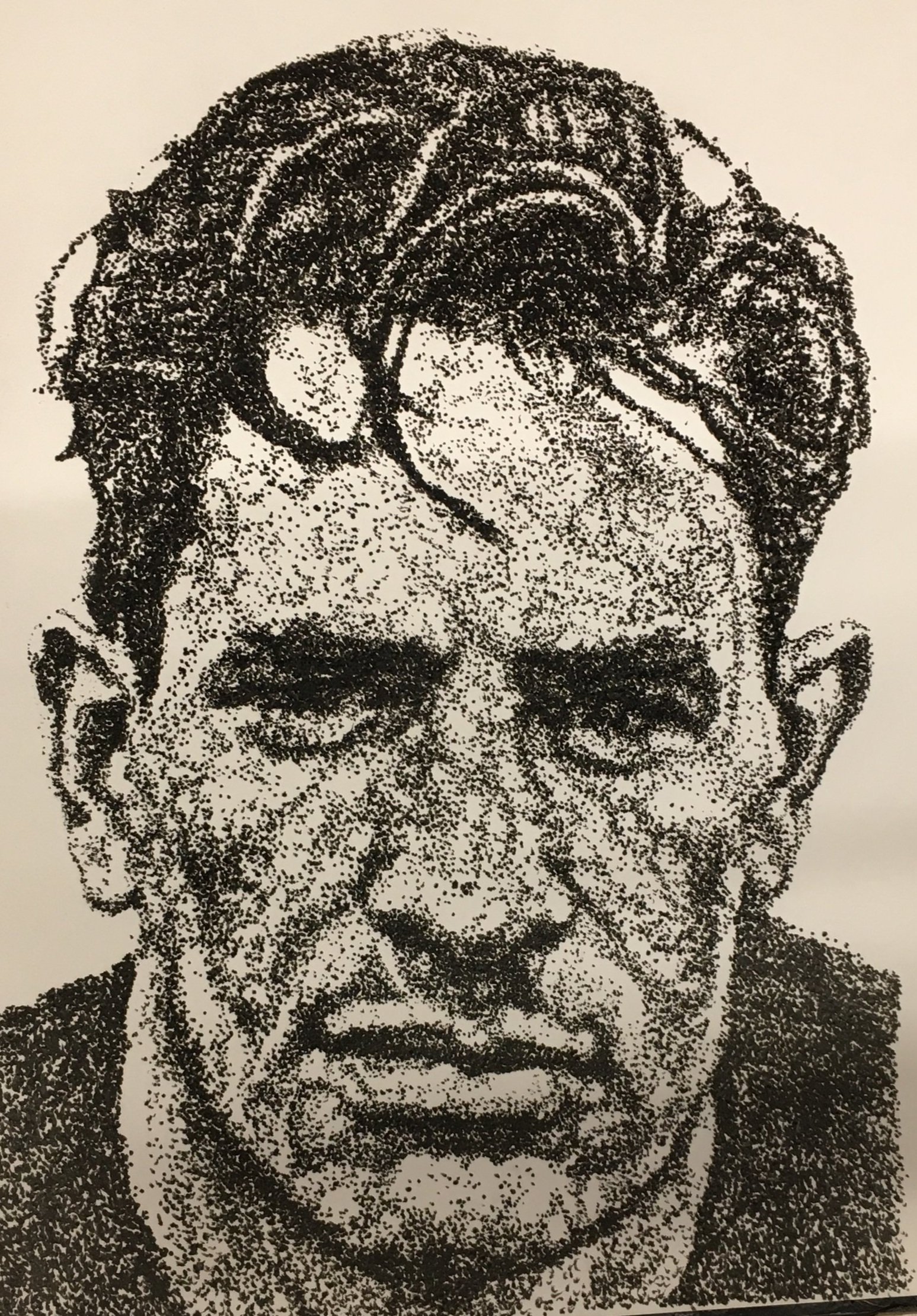 W-10: "Charcoal, ink Caricatures, and ball point pen City Scapes" by Grant Baudoin