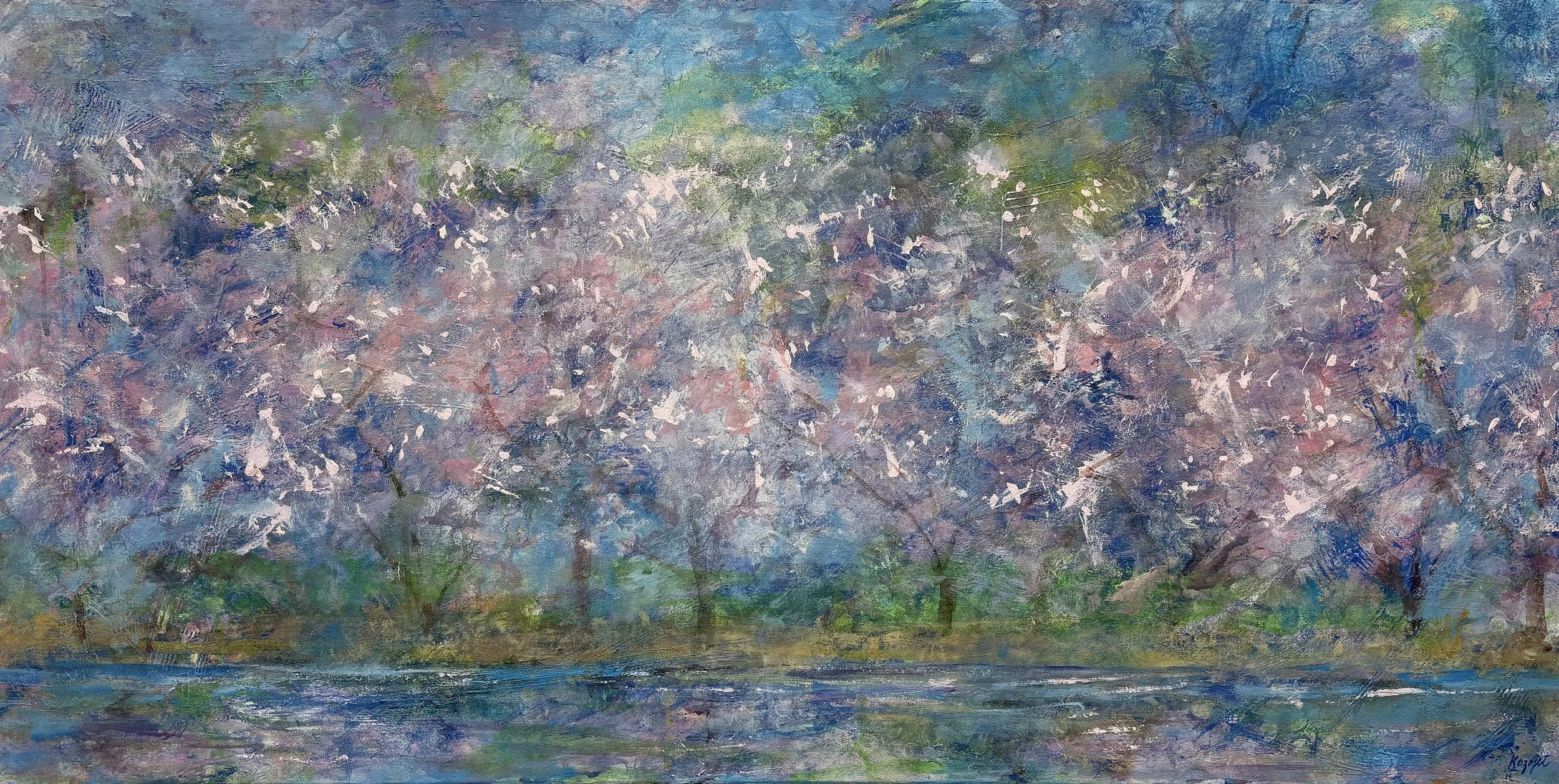 Cherry Blossom Impression, Acrylic on Gallery Wrap Canvas, 48” x 24” x 1-½”, 2025,$1200 (2).jpg