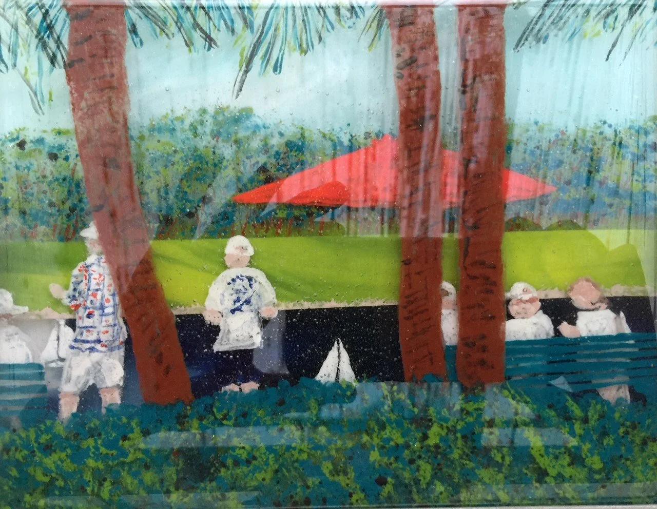  Yacht Club  
John Cowgill, Kentucky, 2020,
Fused Bullseye glass,
 6 in x 11 in,
$450