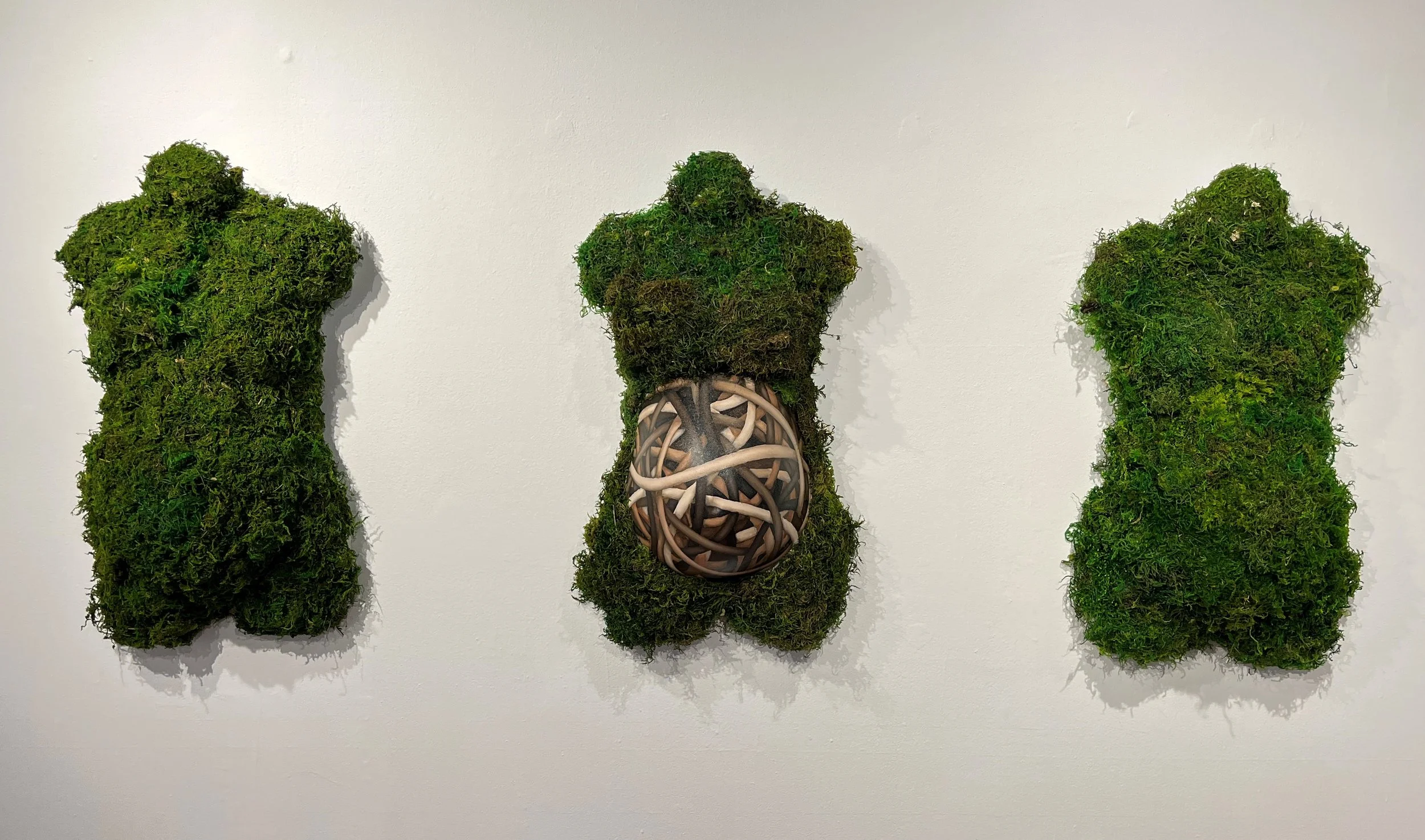  Womb Genesis, 2022  
 Giselle Hobbs   
Preserved moss, oil paint, plastic
32 ½ in x 18 in
$7,000