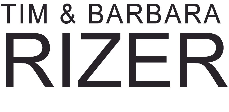 Text reading 'Tim & Barbara Rizer' in black letters on a white background