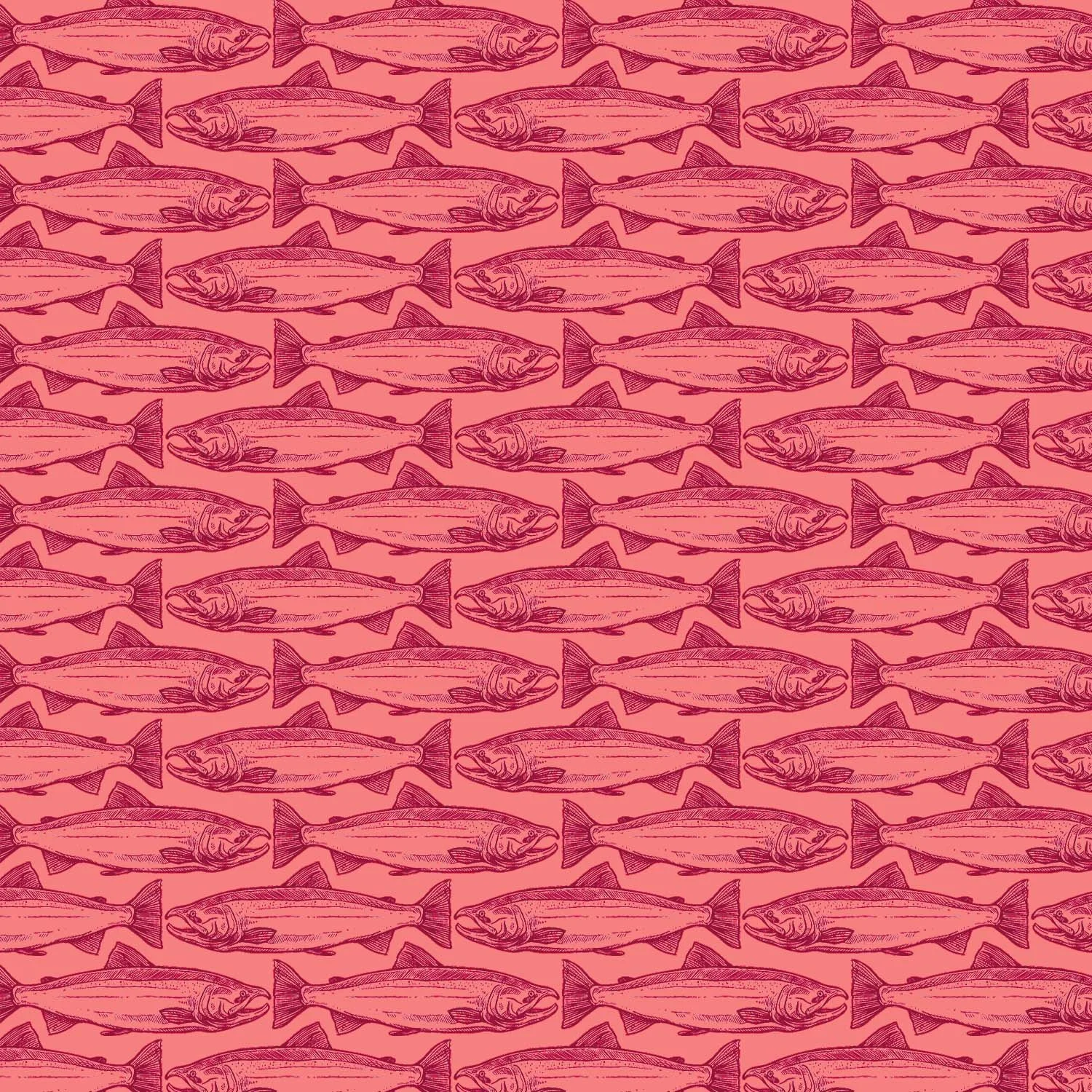 Pattern of coho salmon in coral pink and maroon
